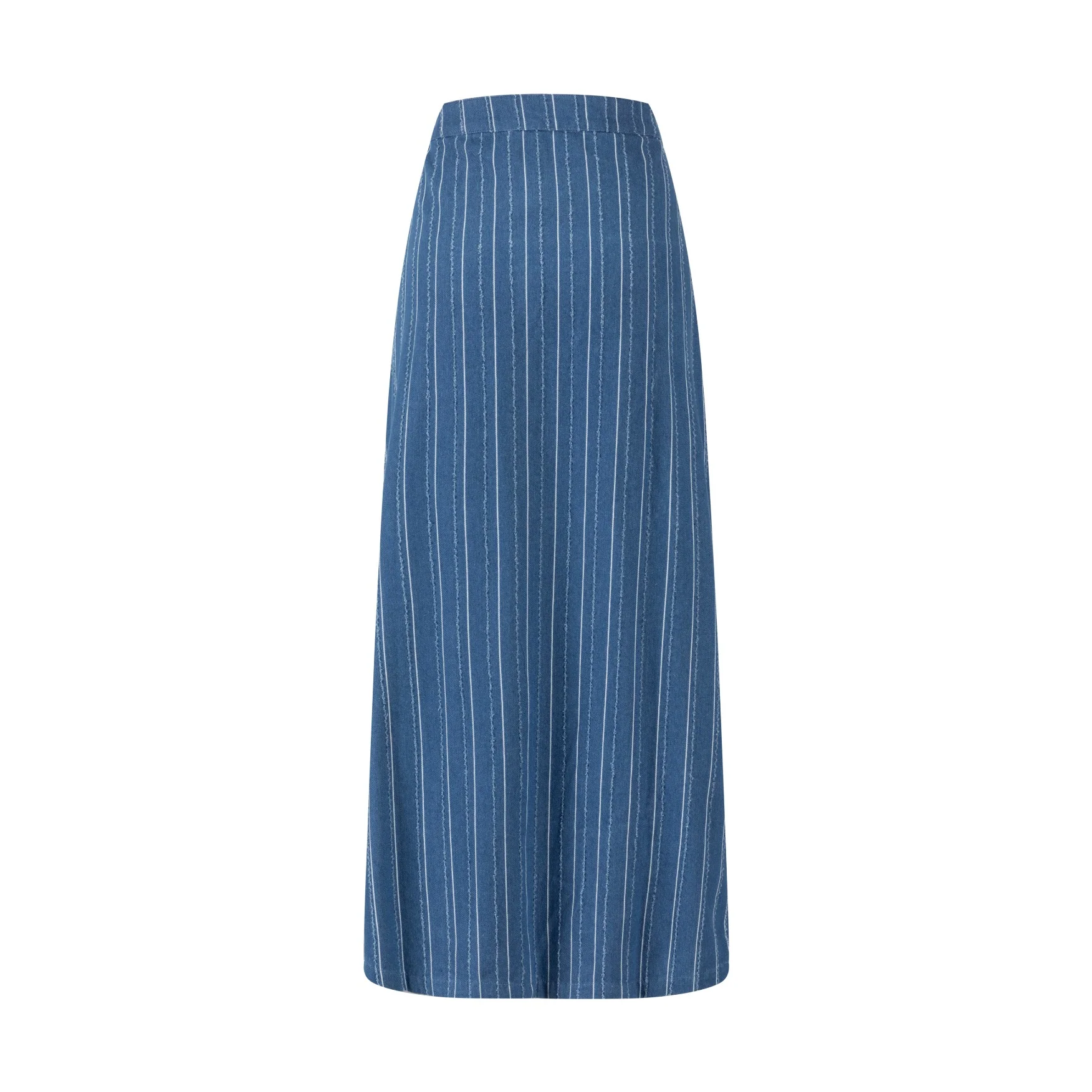 White And Ragged Stripes Denim Skirt - Image 4