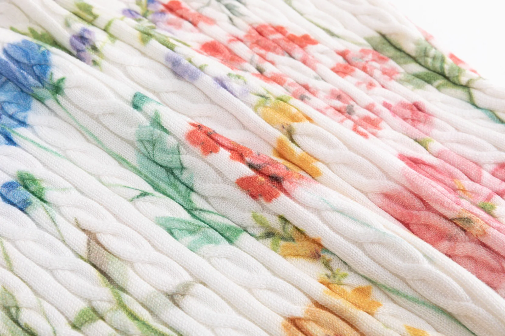 White Base Floral Cable Knit Top - Image 7
