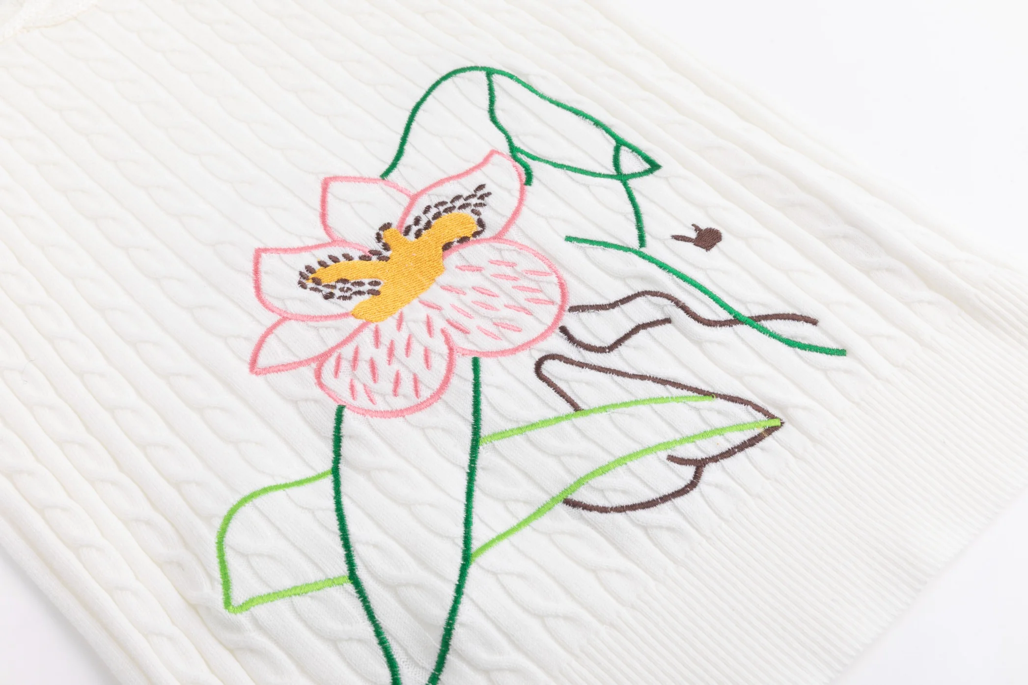 White Cable Knit Vest With Embroidery - Image 7
