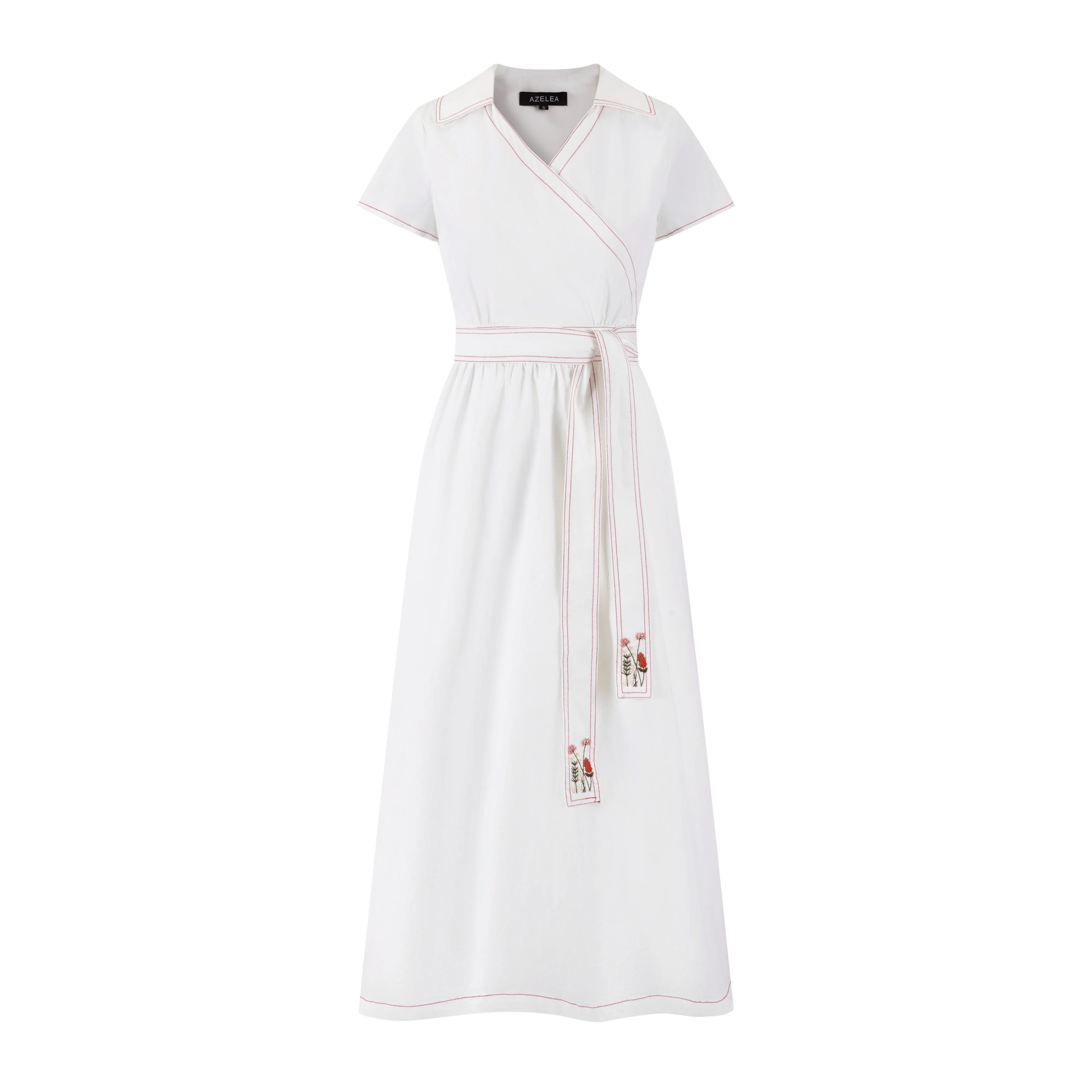 White Cotton Jumper With Embroidered Belt - Image 2