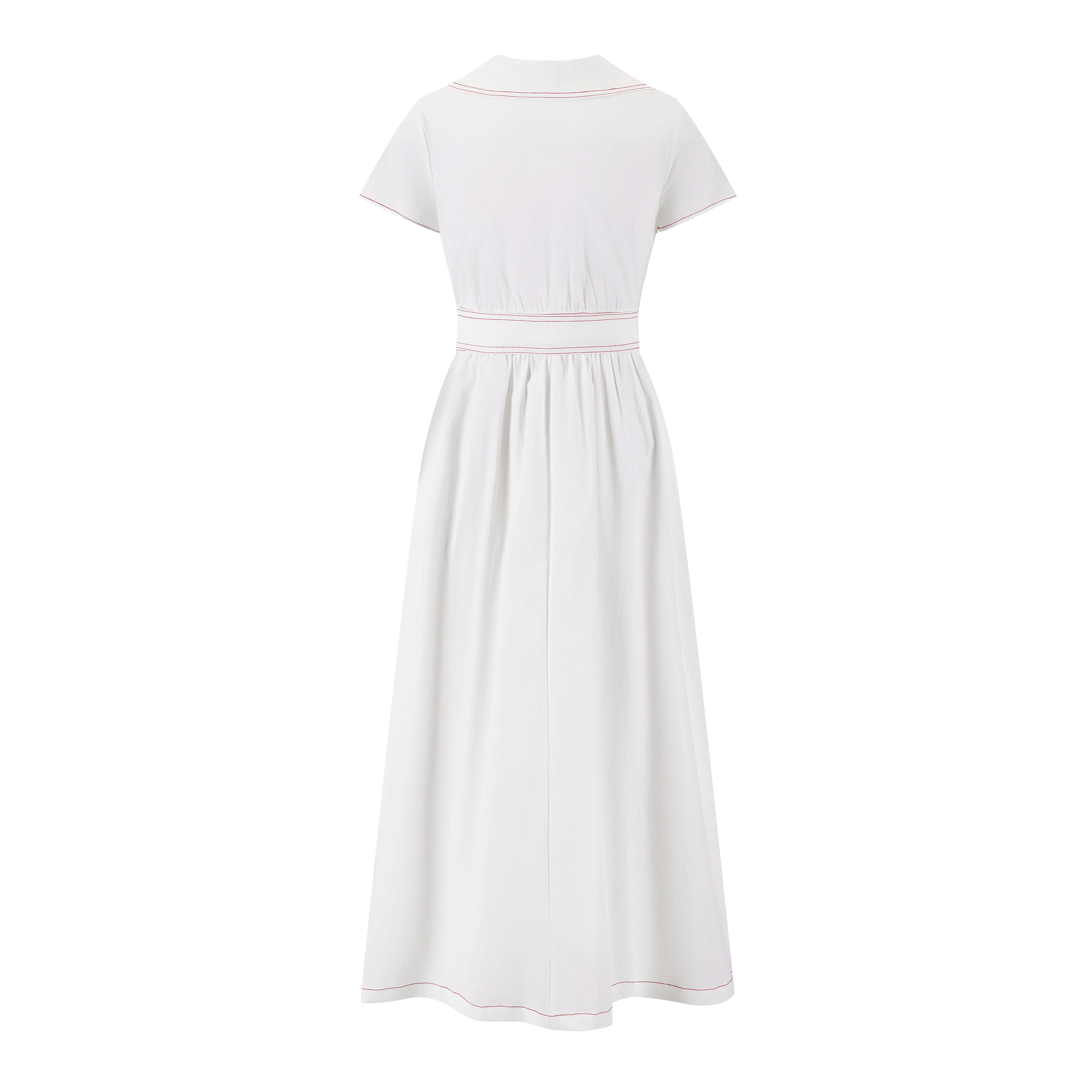 White Cotton Jumper With Embroidered Belt - Image 3