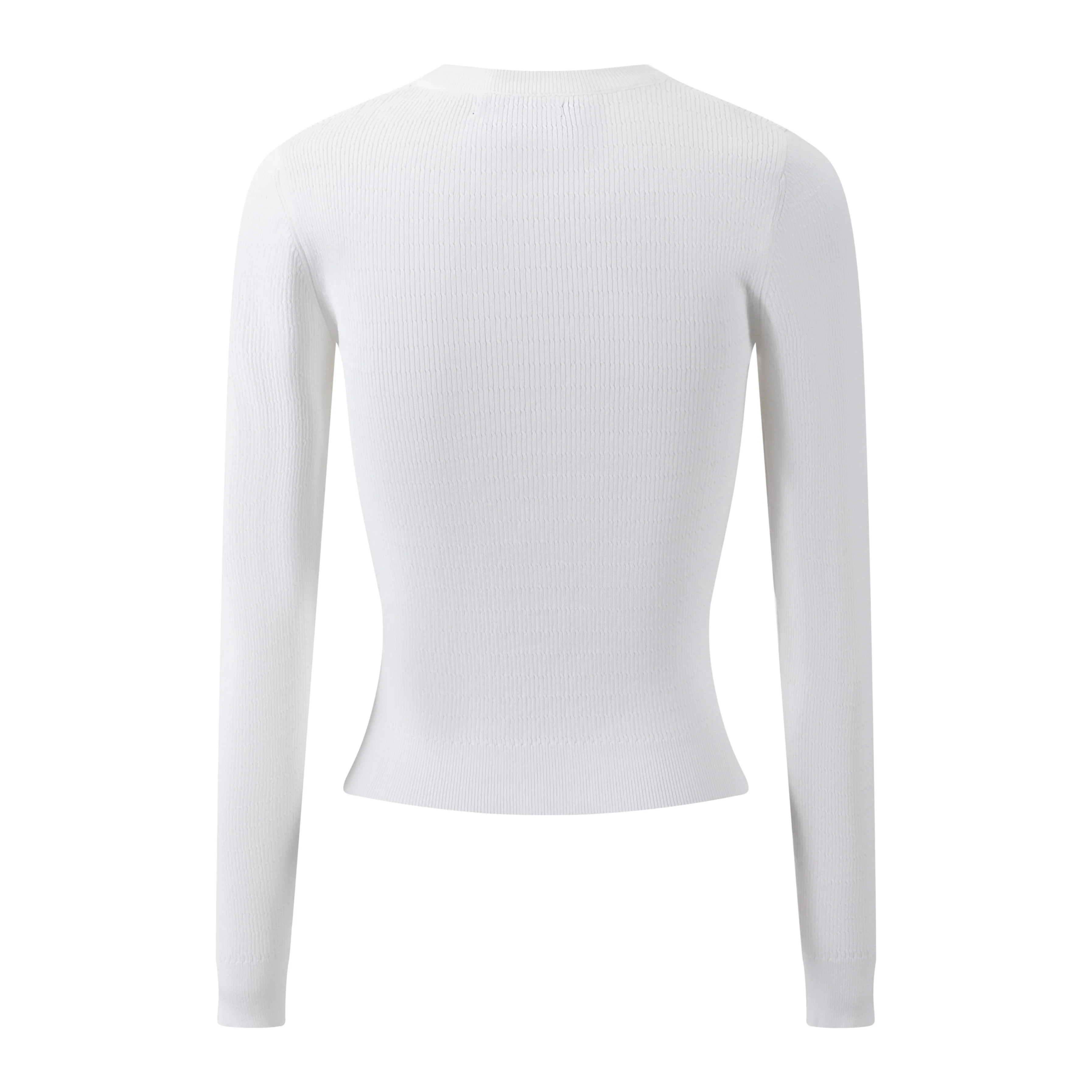 White Detailed Knit Top With Floral Embroidery - Image 4