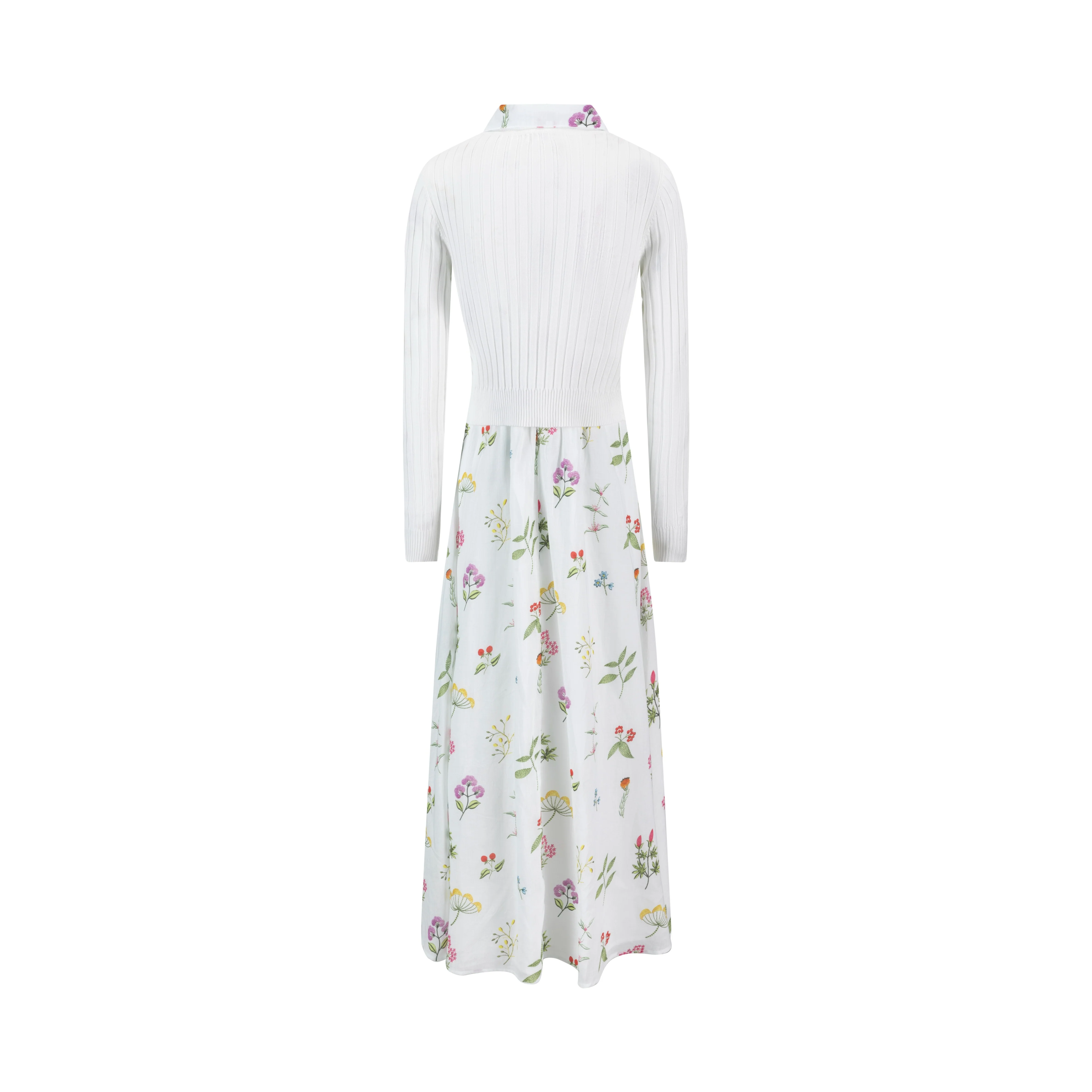 White Floral Dress With White Embroidered Cardigan - Image 3