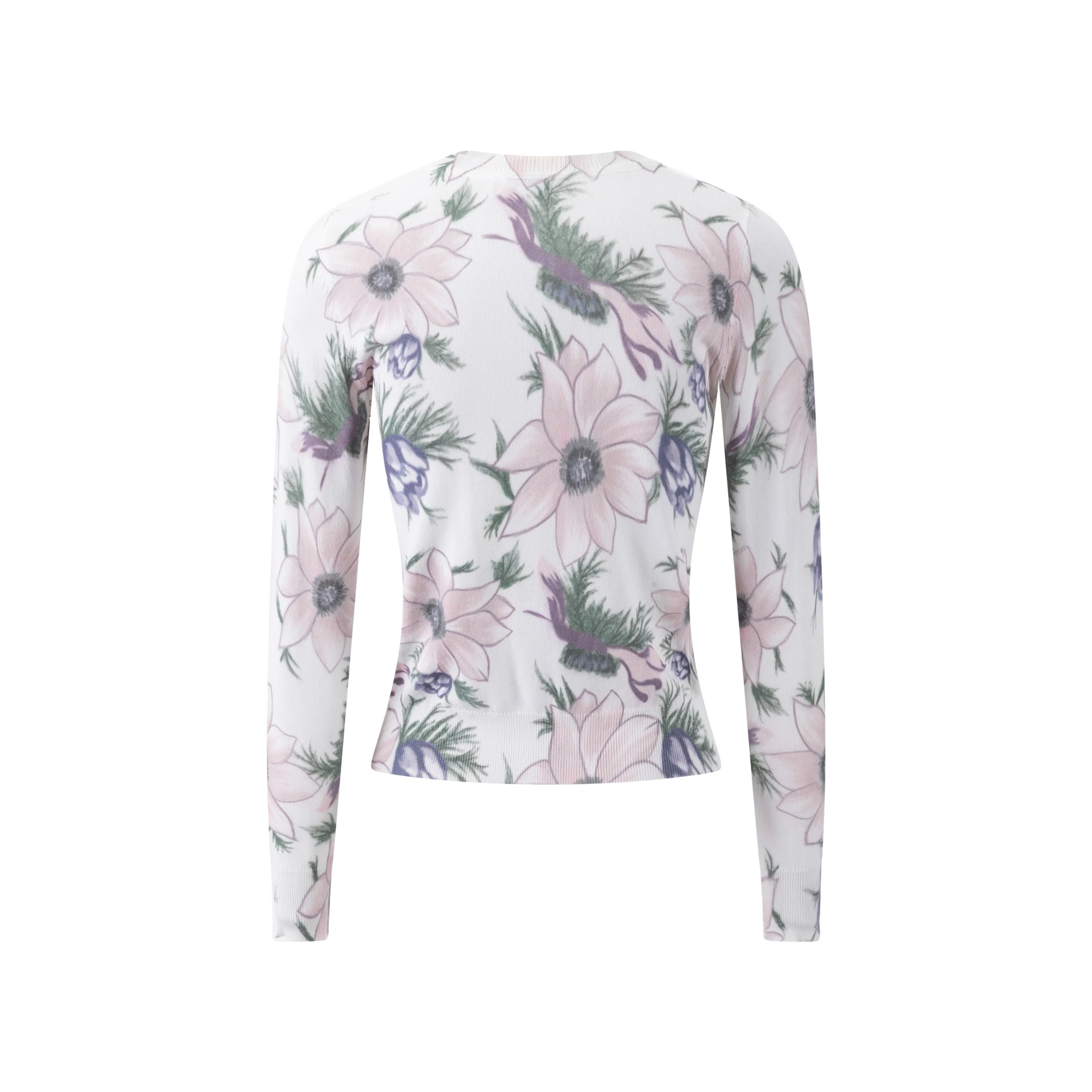 White Knit Top With Pink Floral Print - Image 3