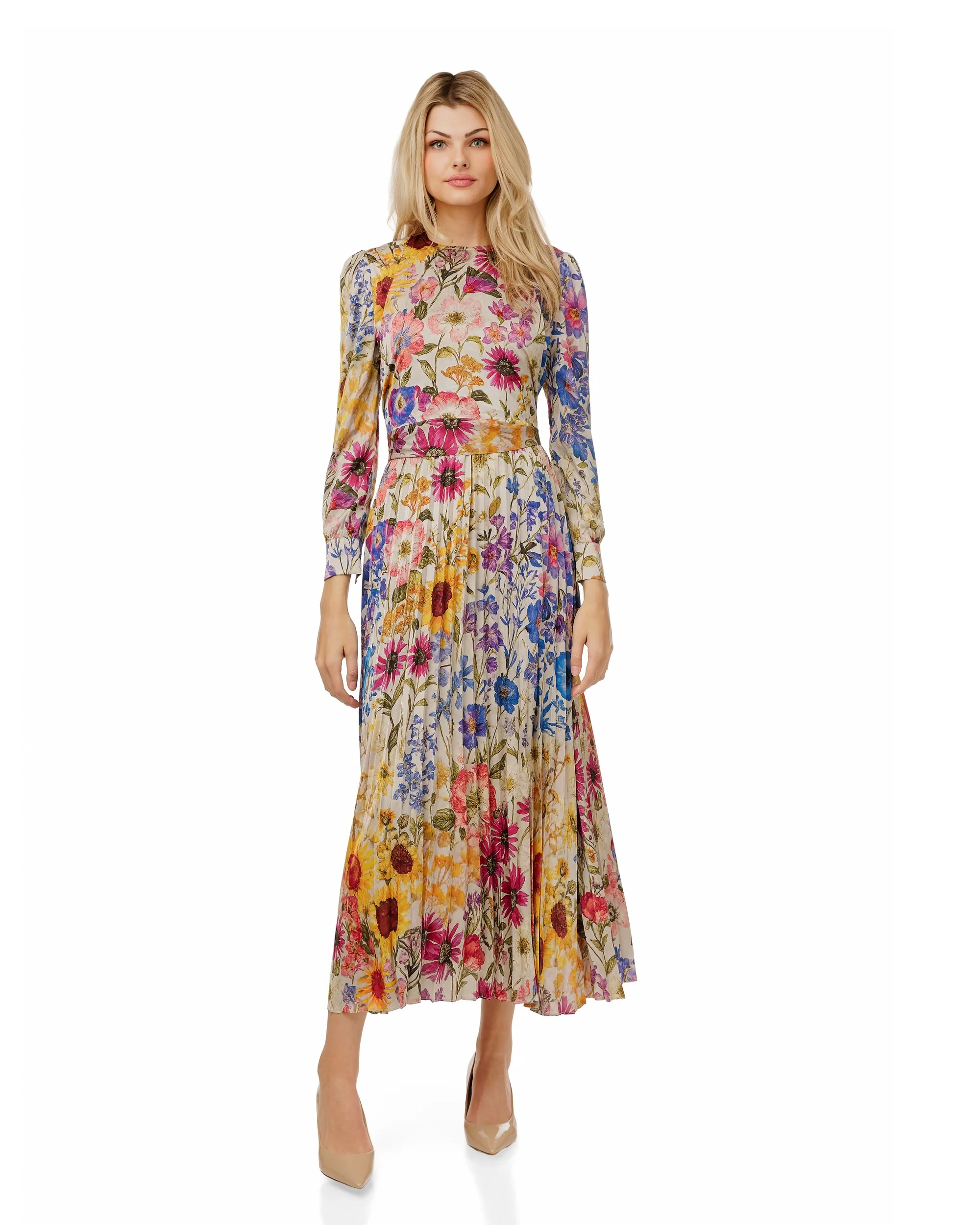 Wrap Pleated Dress - Multi Colored - Image 2