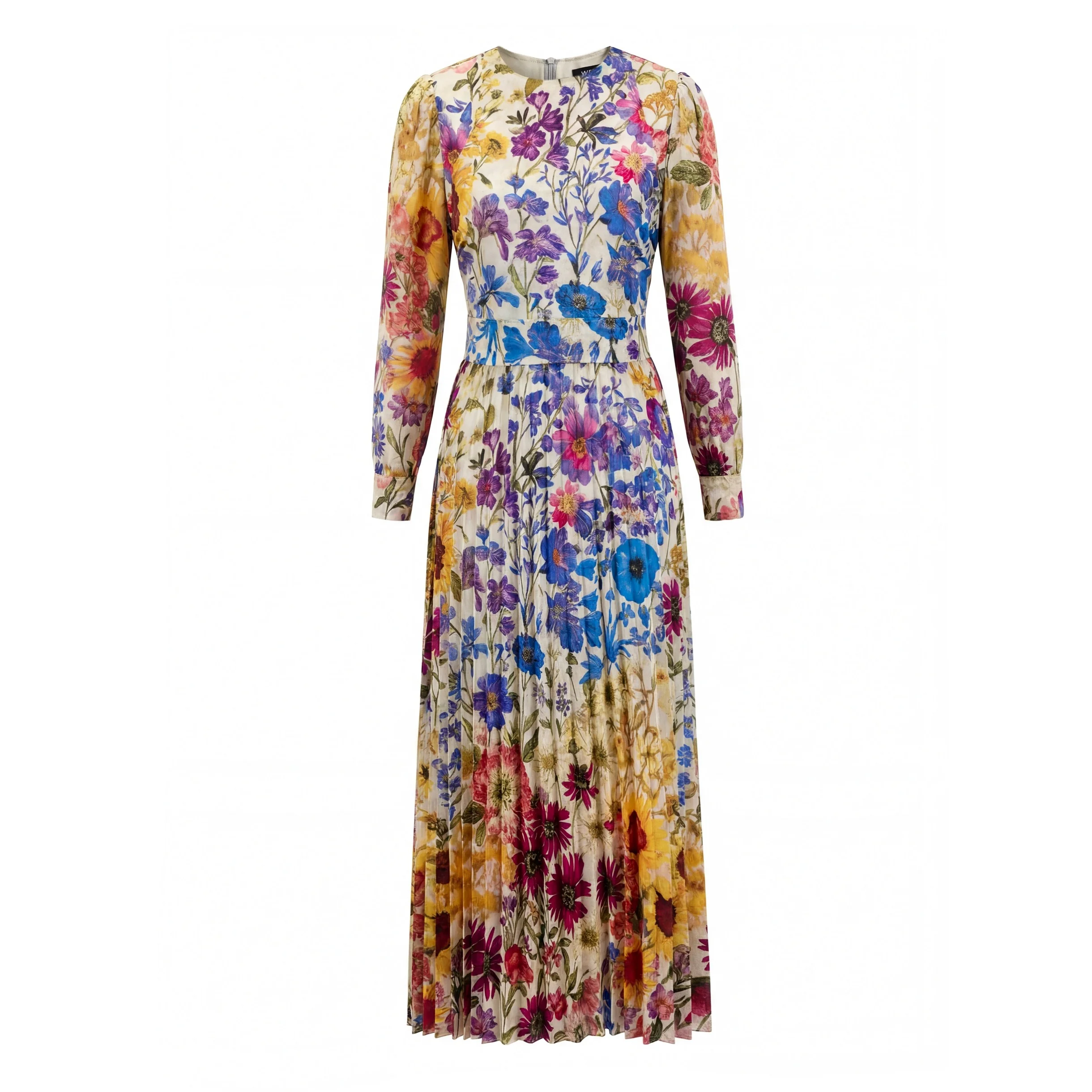 Wrap Pleated Dress - Multi Colored - Image 3