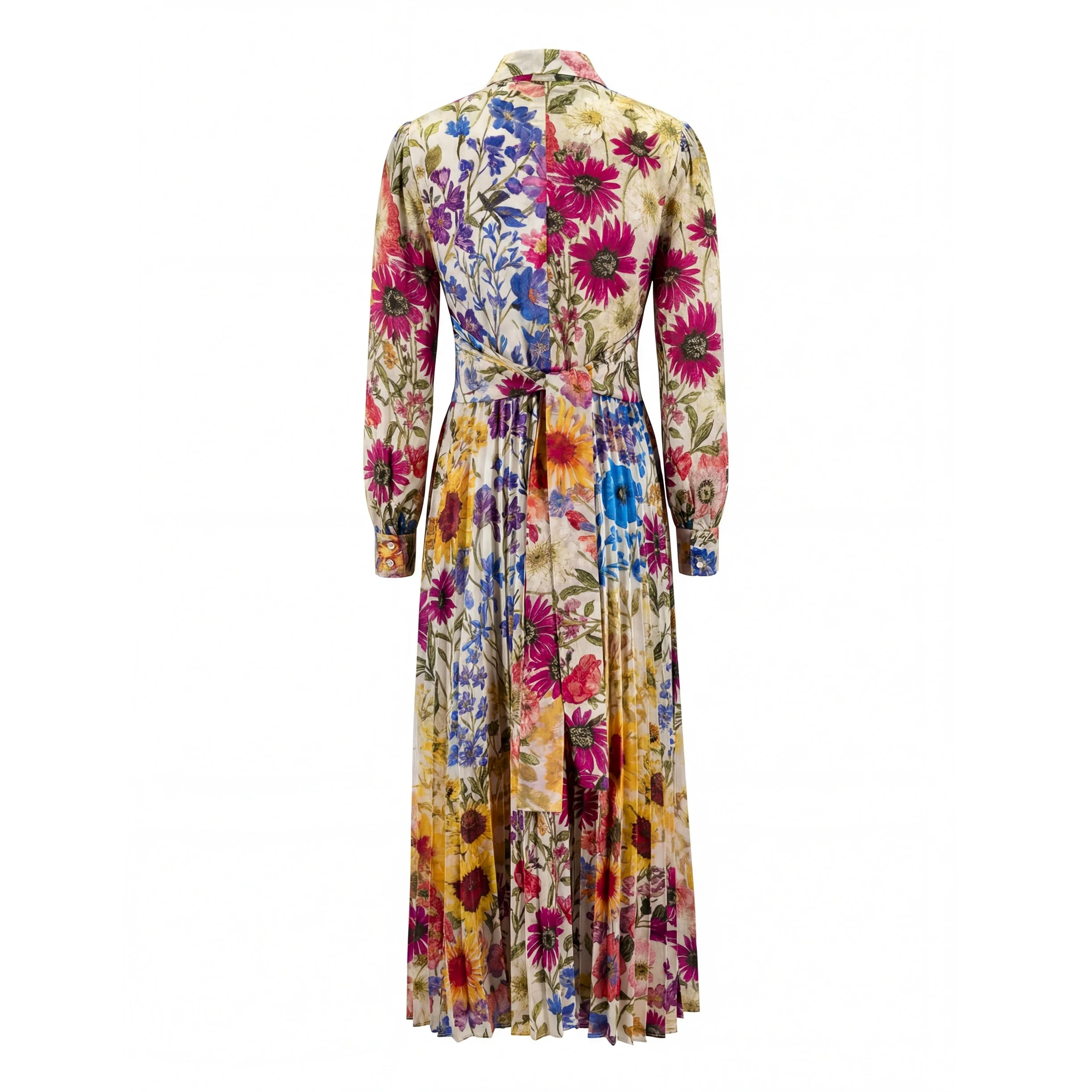 Wrap Pleated Dress - Multi Colored - Image 4