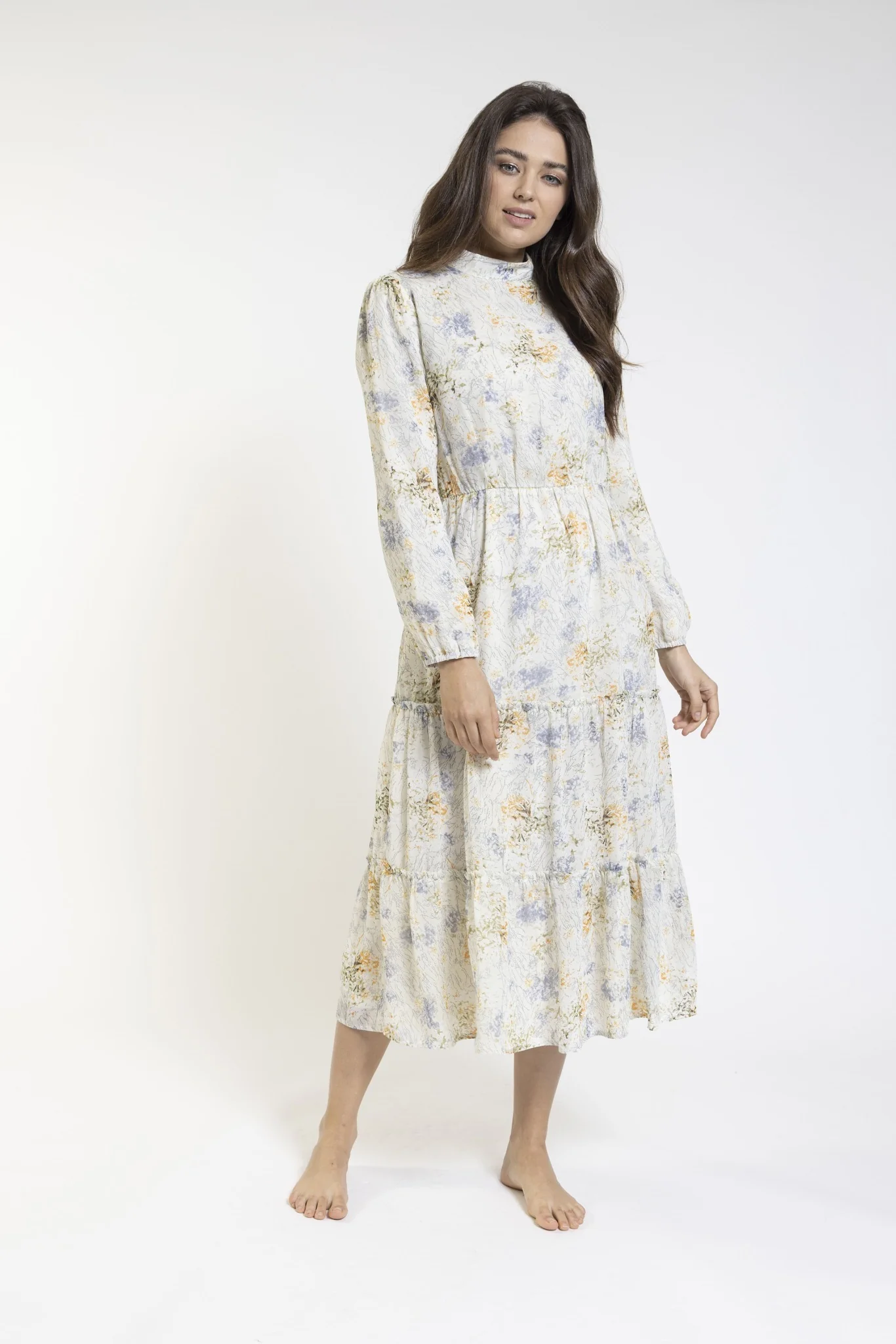White Floral Layered Dress - Image 2