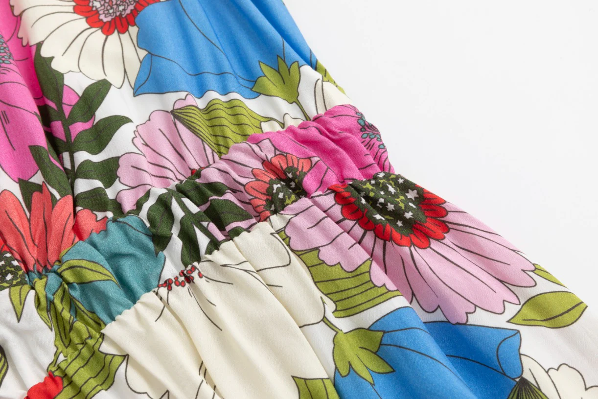 Multiflowered Printed Scrunch Waisted Dress - Image 6