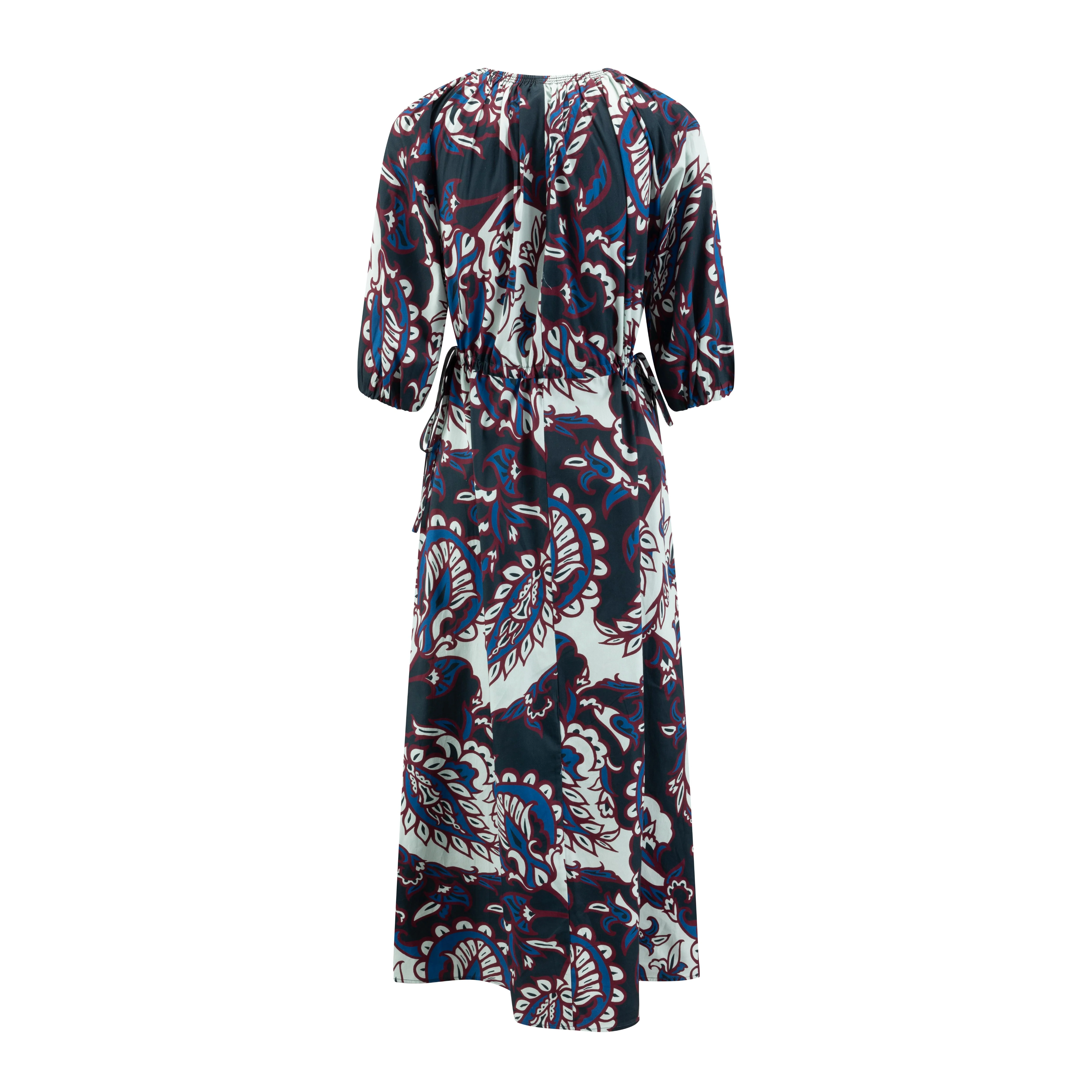 Black Blue And Burgundy Cotton Dress - Image 2