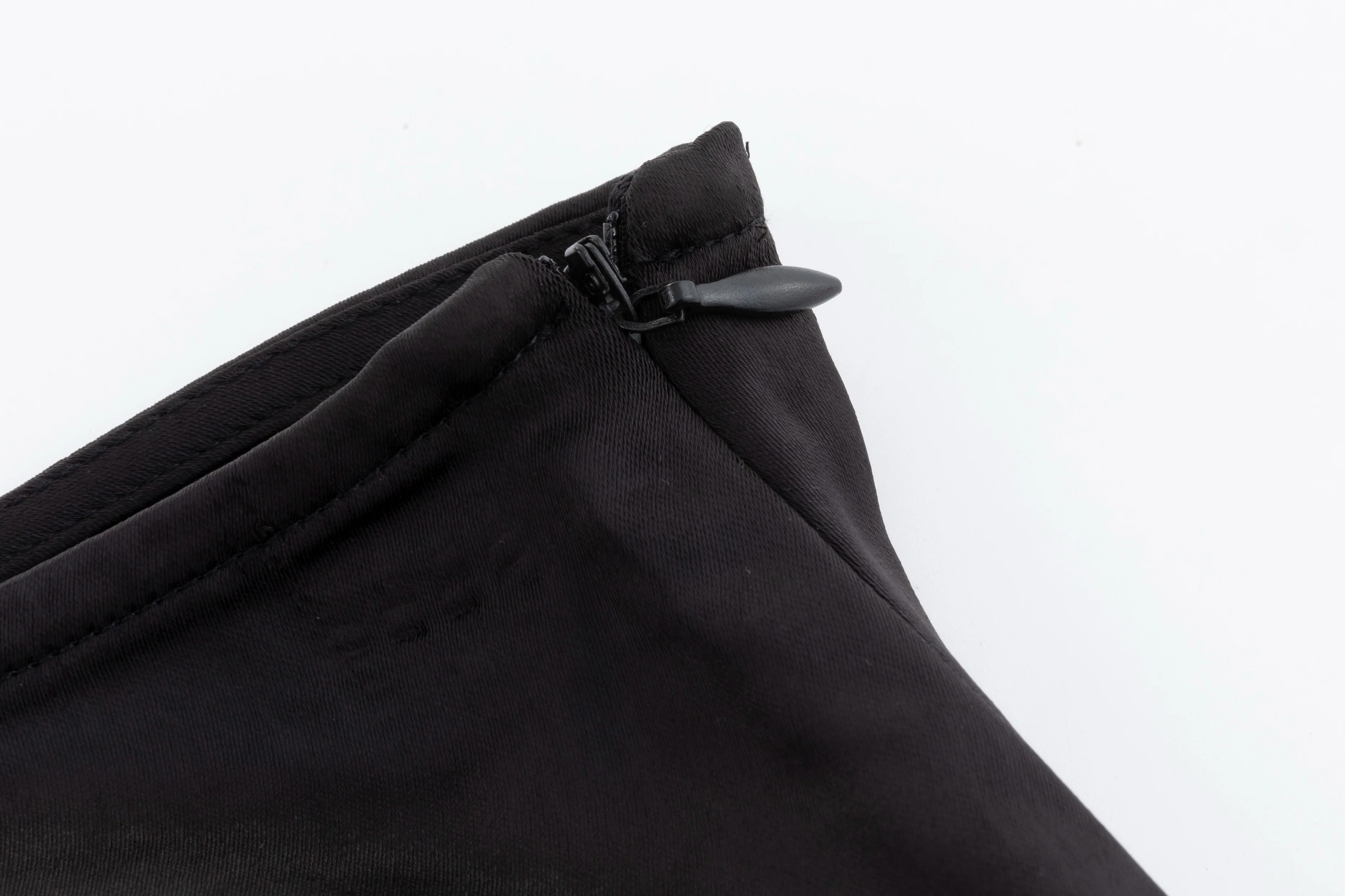 Solid Black With Vertical Lace Trimming Satin Skirt - Image 4