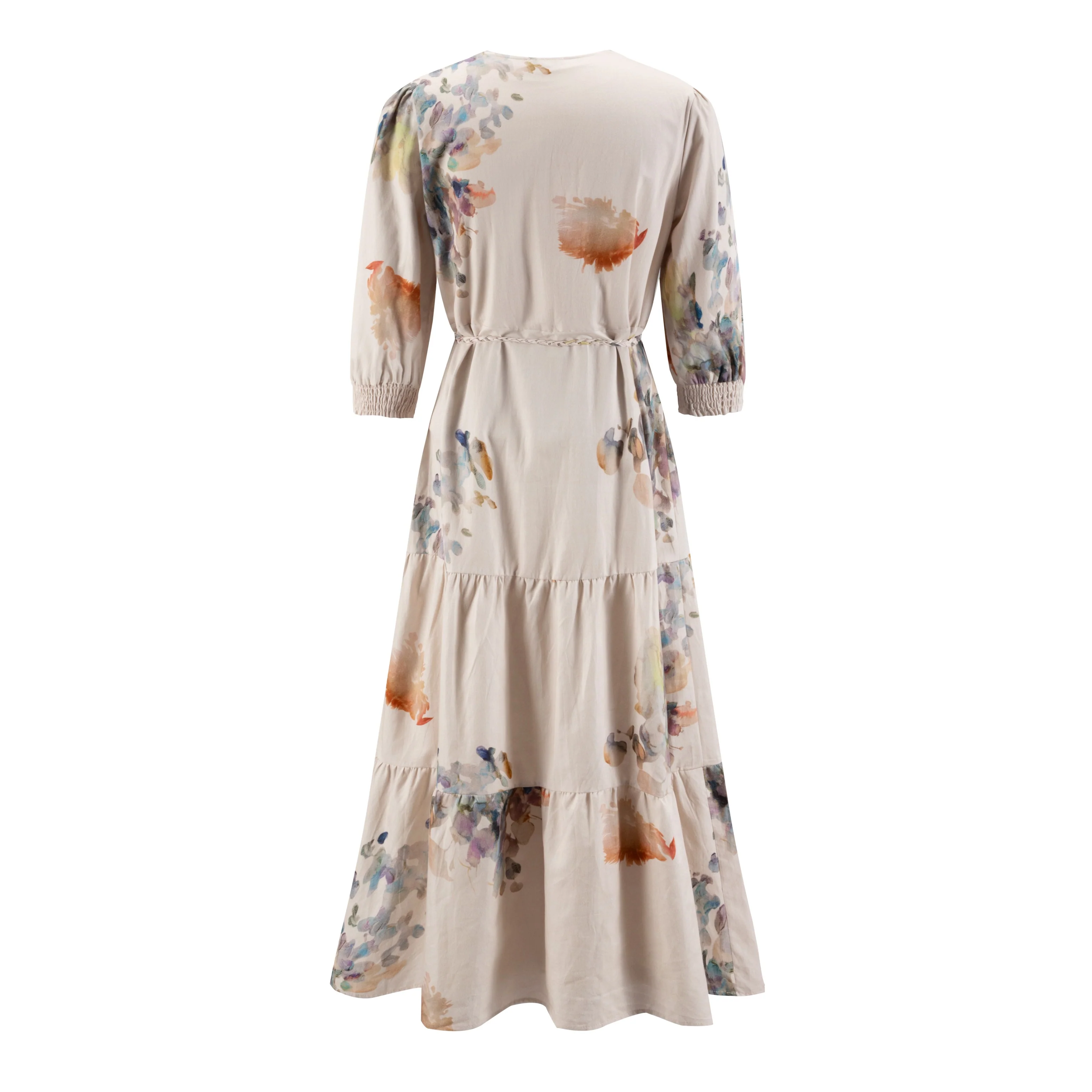 Beige Multicolor Printed Layer Dress - Image 3
