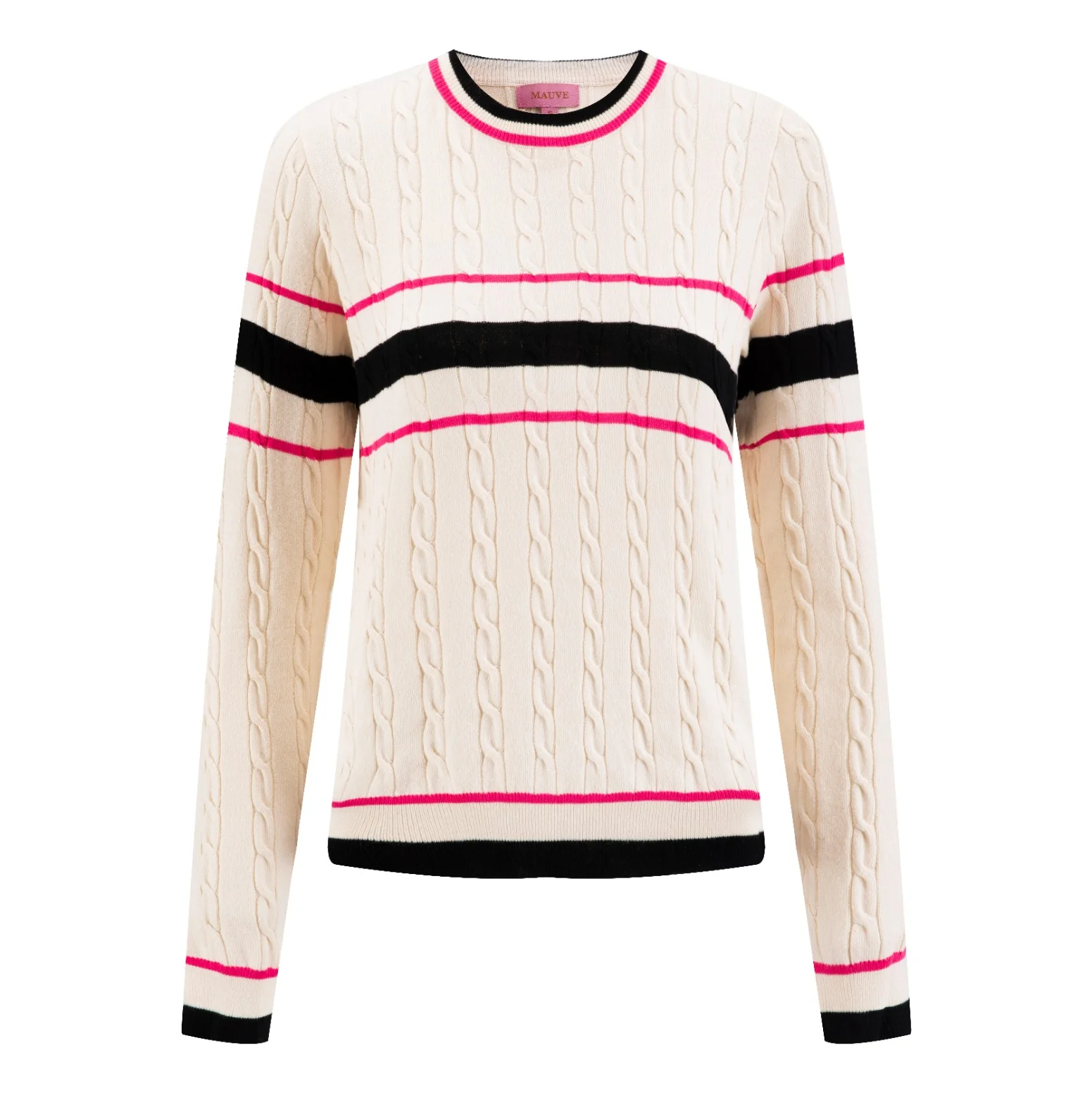 Beige Pink And Black Cable Knit Top - Image 2