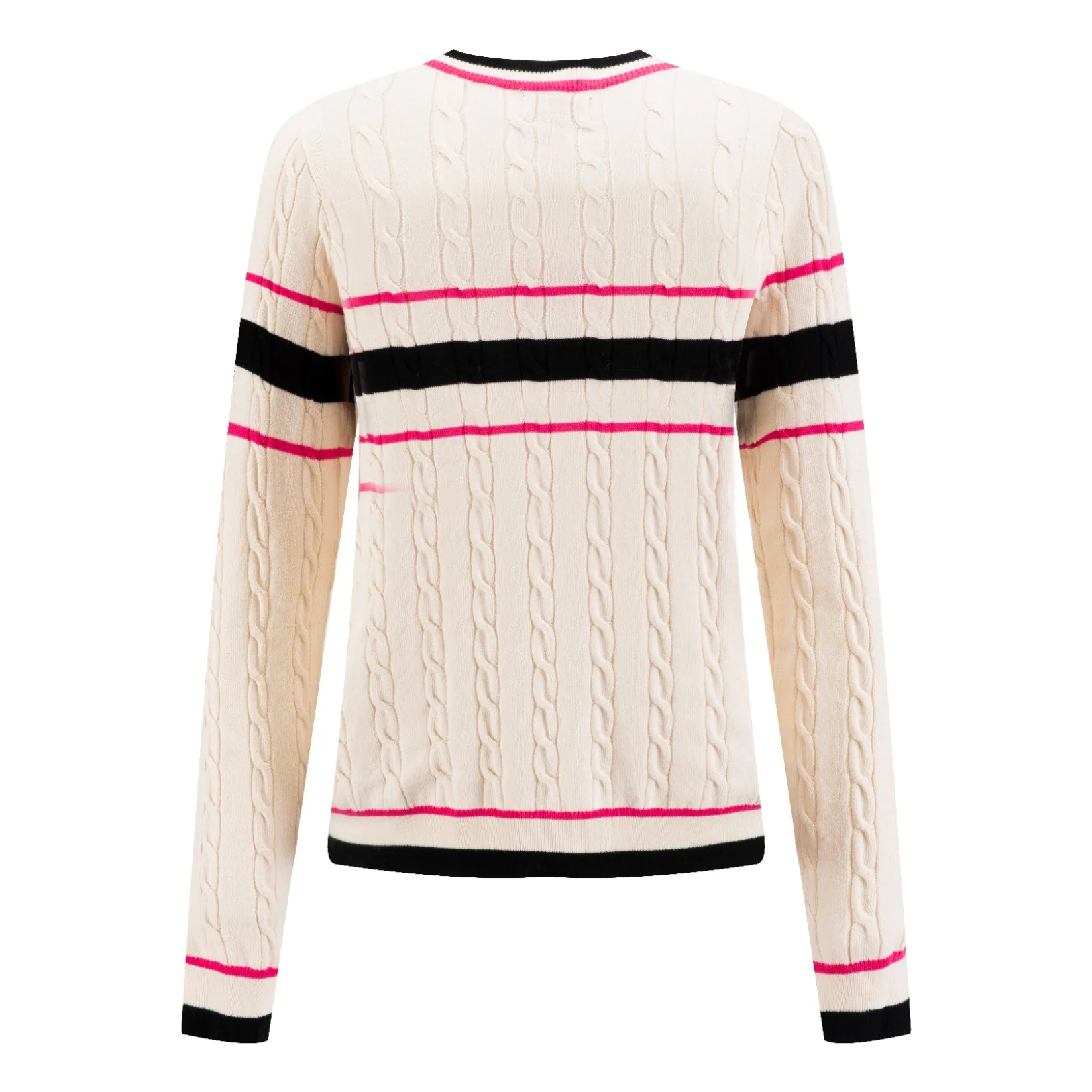 Beige Pink And Black Cable Knit Top - Image 3