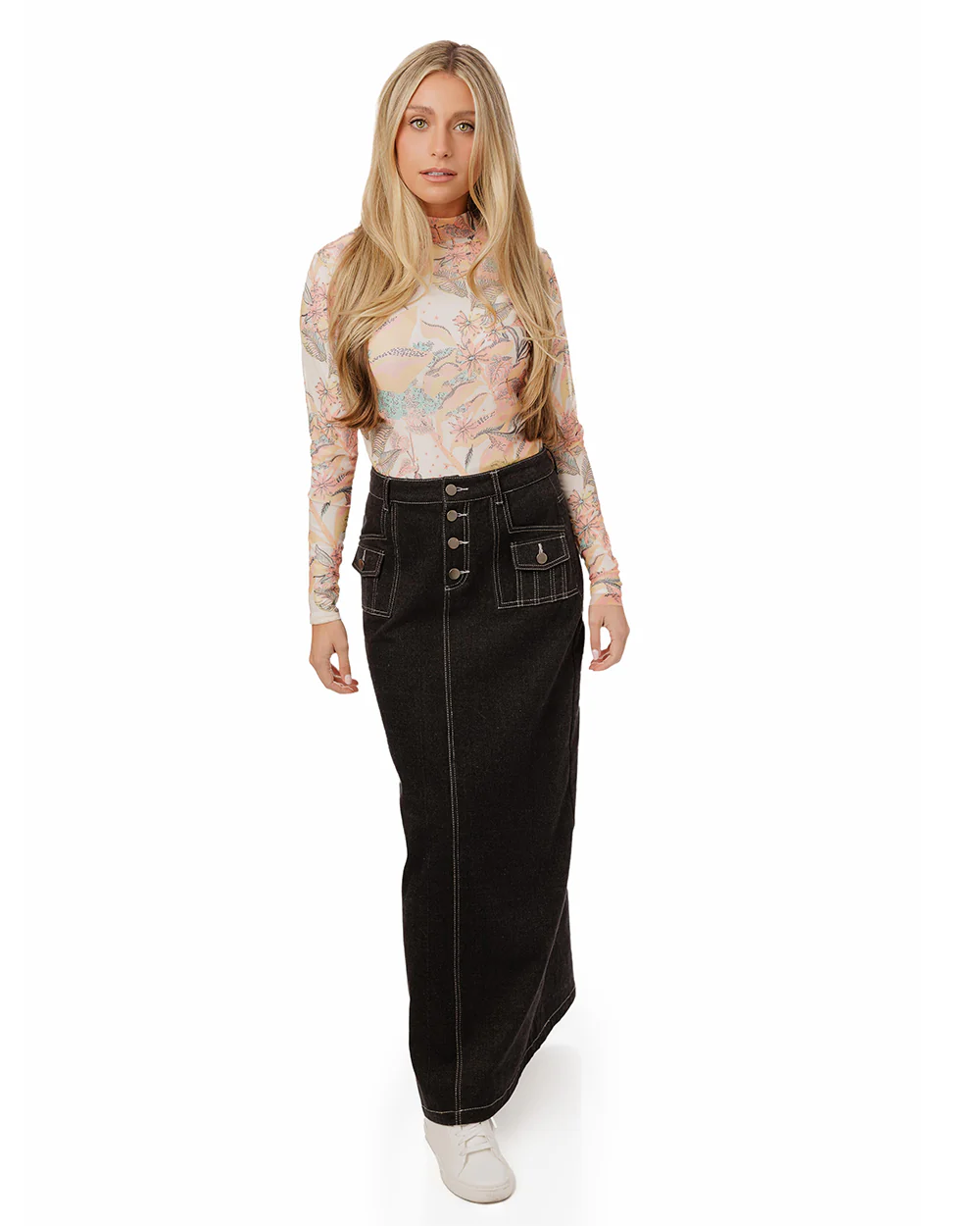 Beige Base Multicolor Printed Mesh Top