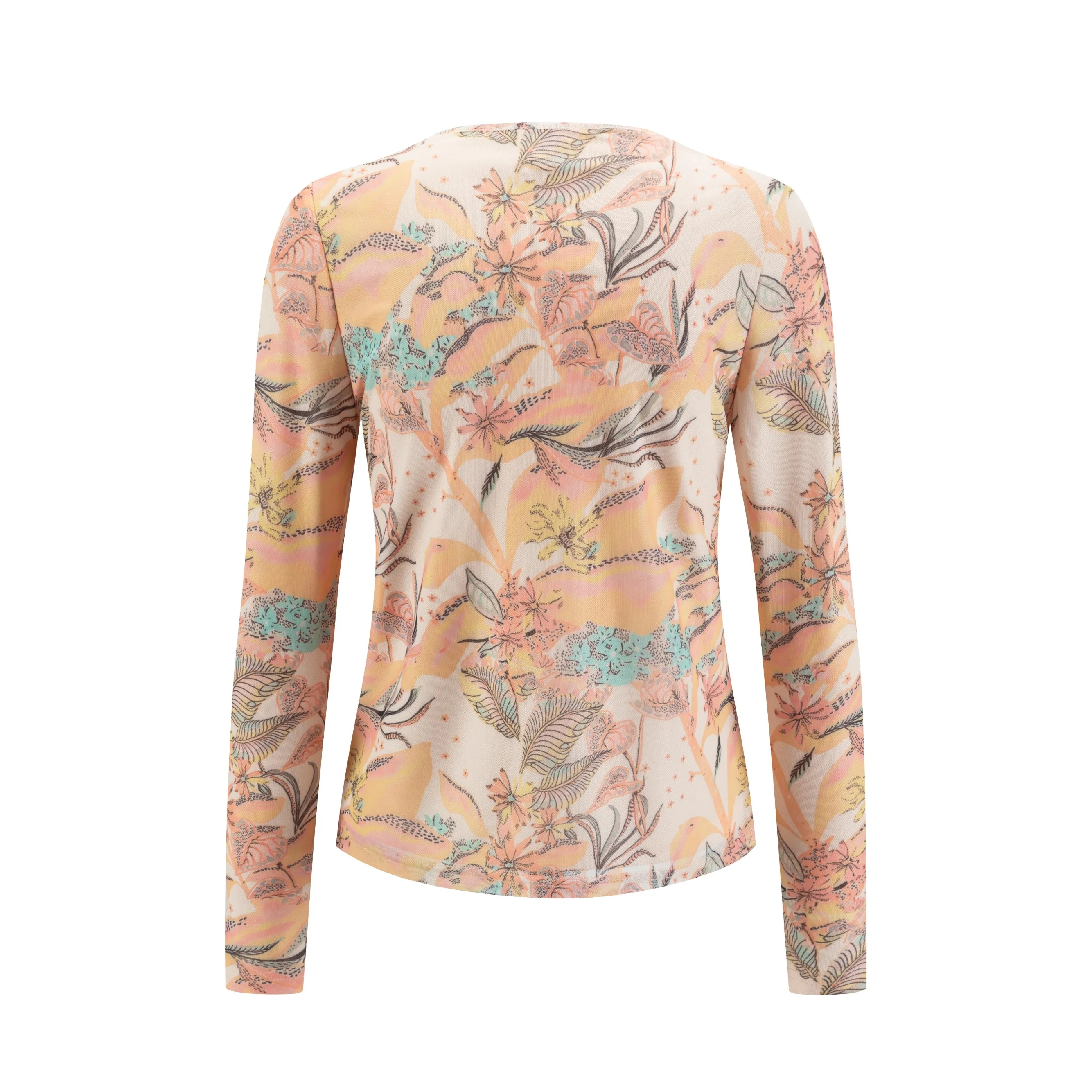 Beige Base Multicolor Printed Mesh Top - Image 3