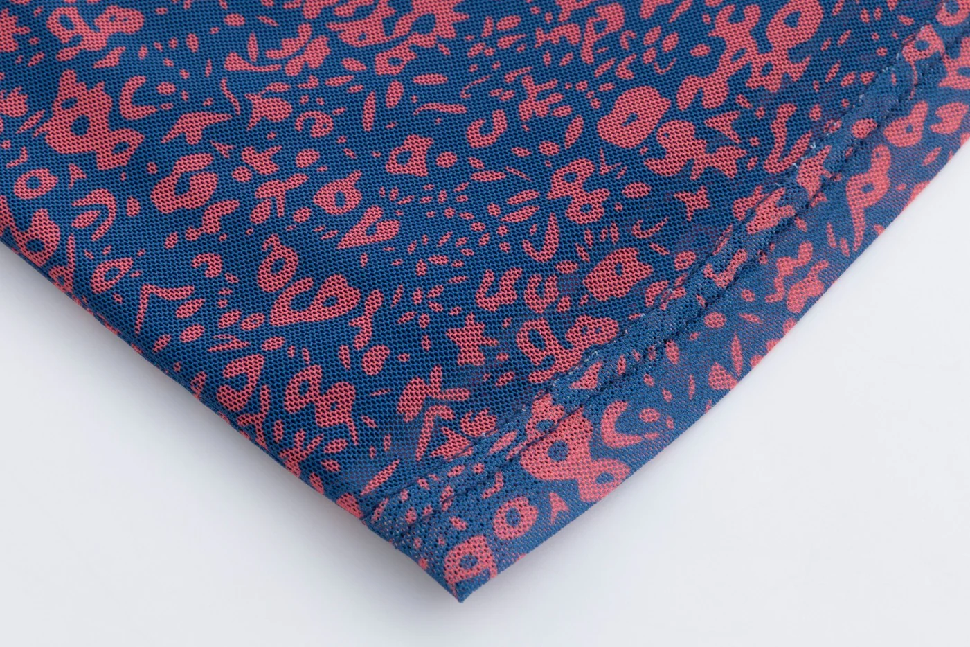 Navy Base Coral Flower Printed Mesh Top - Image 5