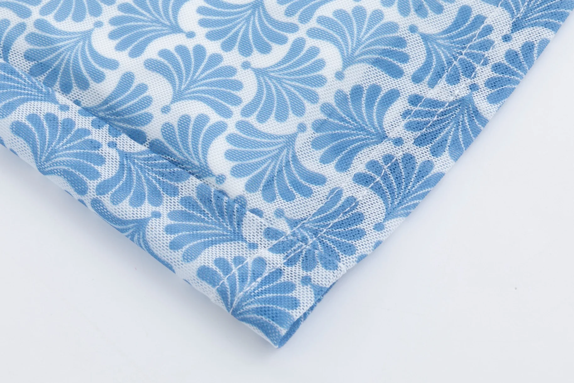 White Base Navy Flower Printed Mesh Top - Image 5