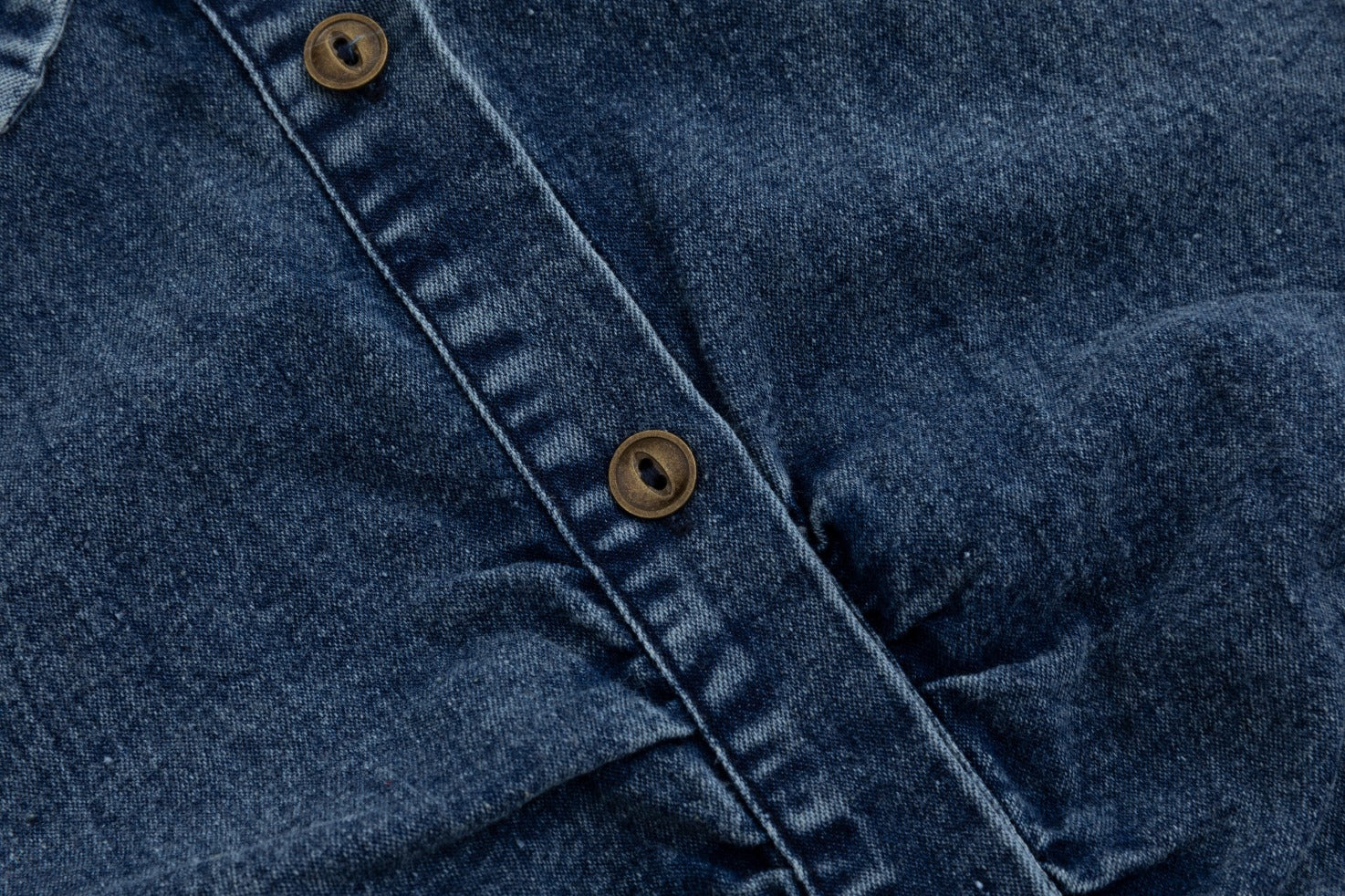Dark Blue Denim Scrunch Bottom Shirt - Image 5