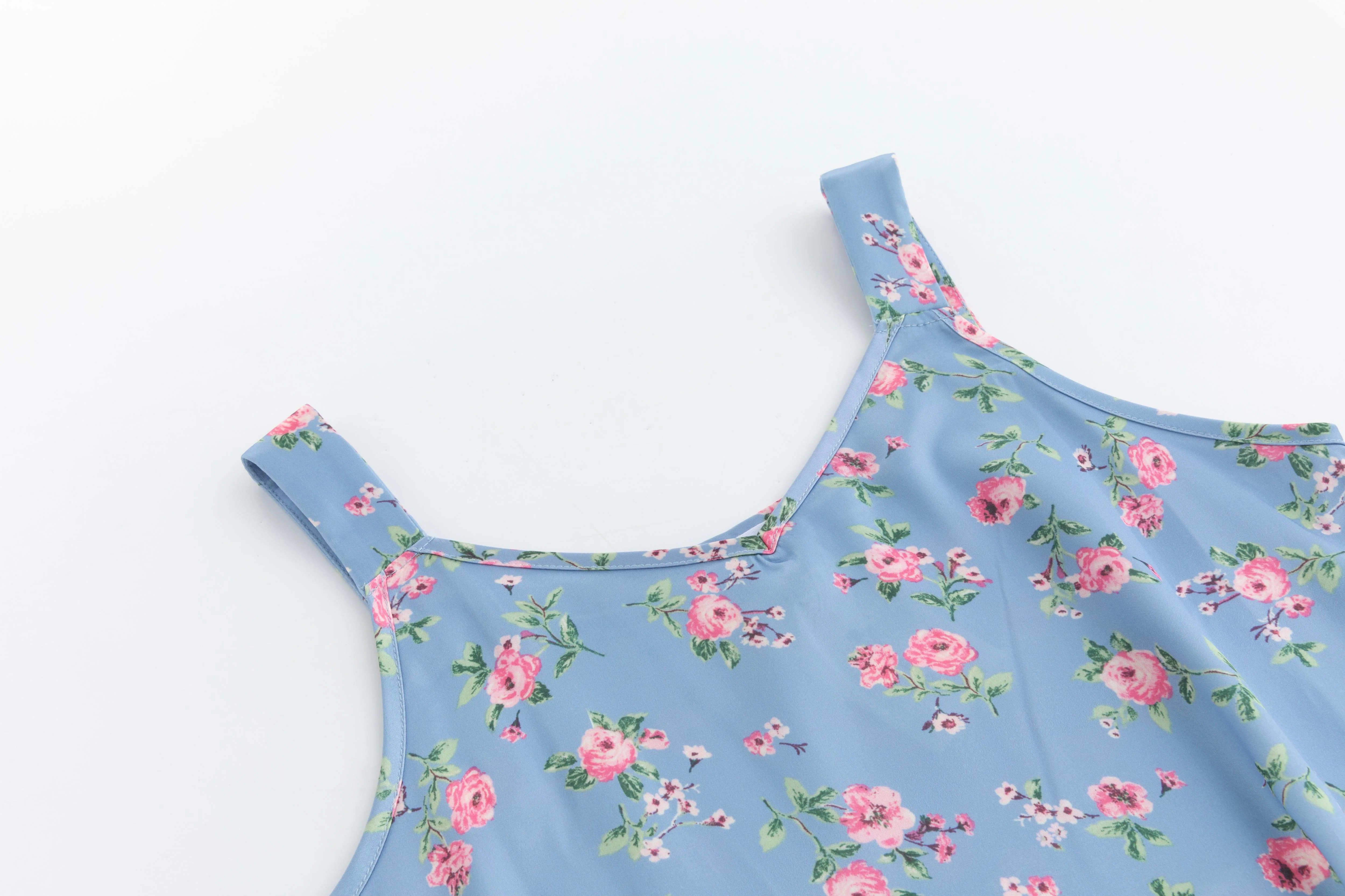 Blue Dress With Blue Knit Cardigan Overlay - Image 6