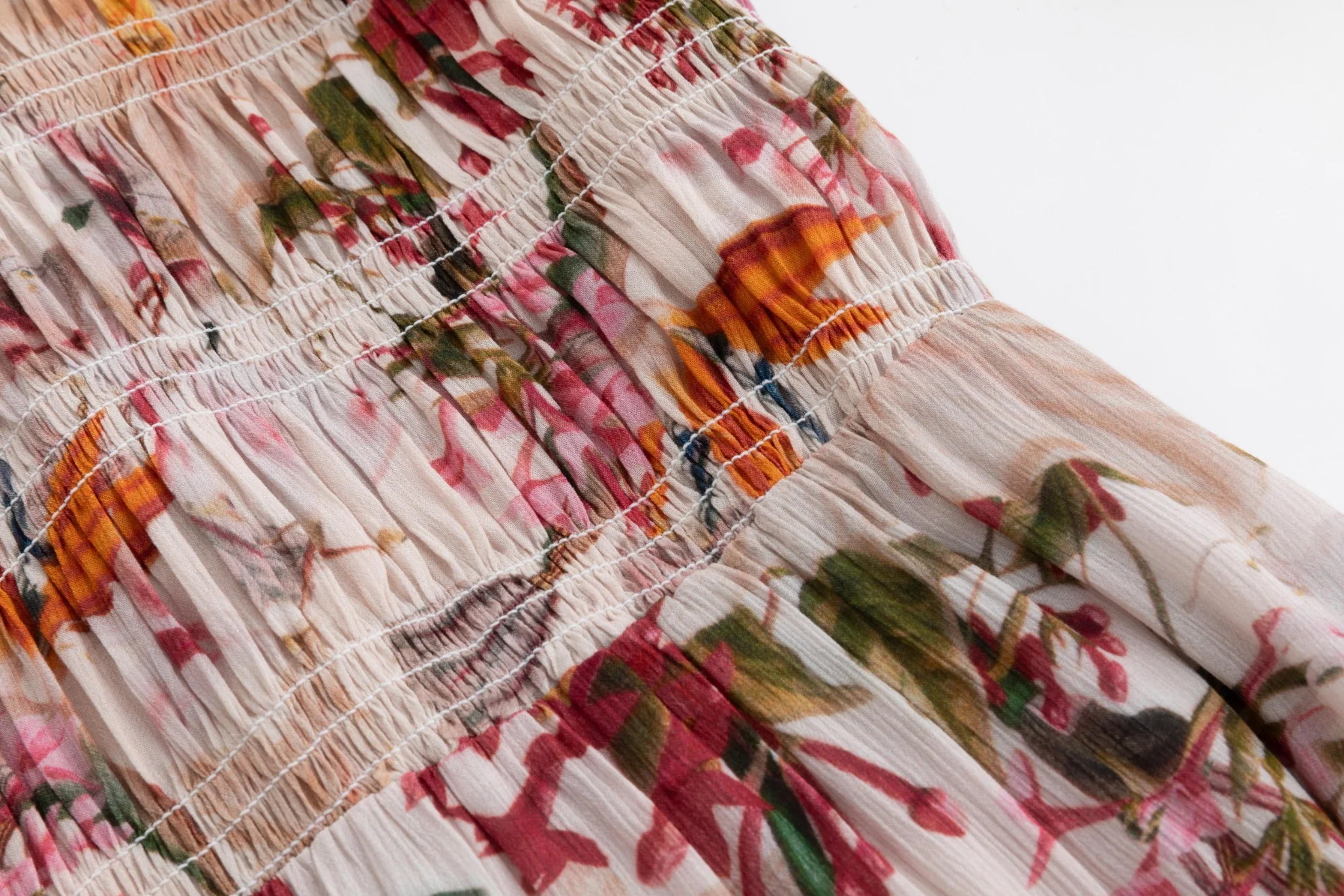 Floral Printed Linen Tiered Dress - Image 5