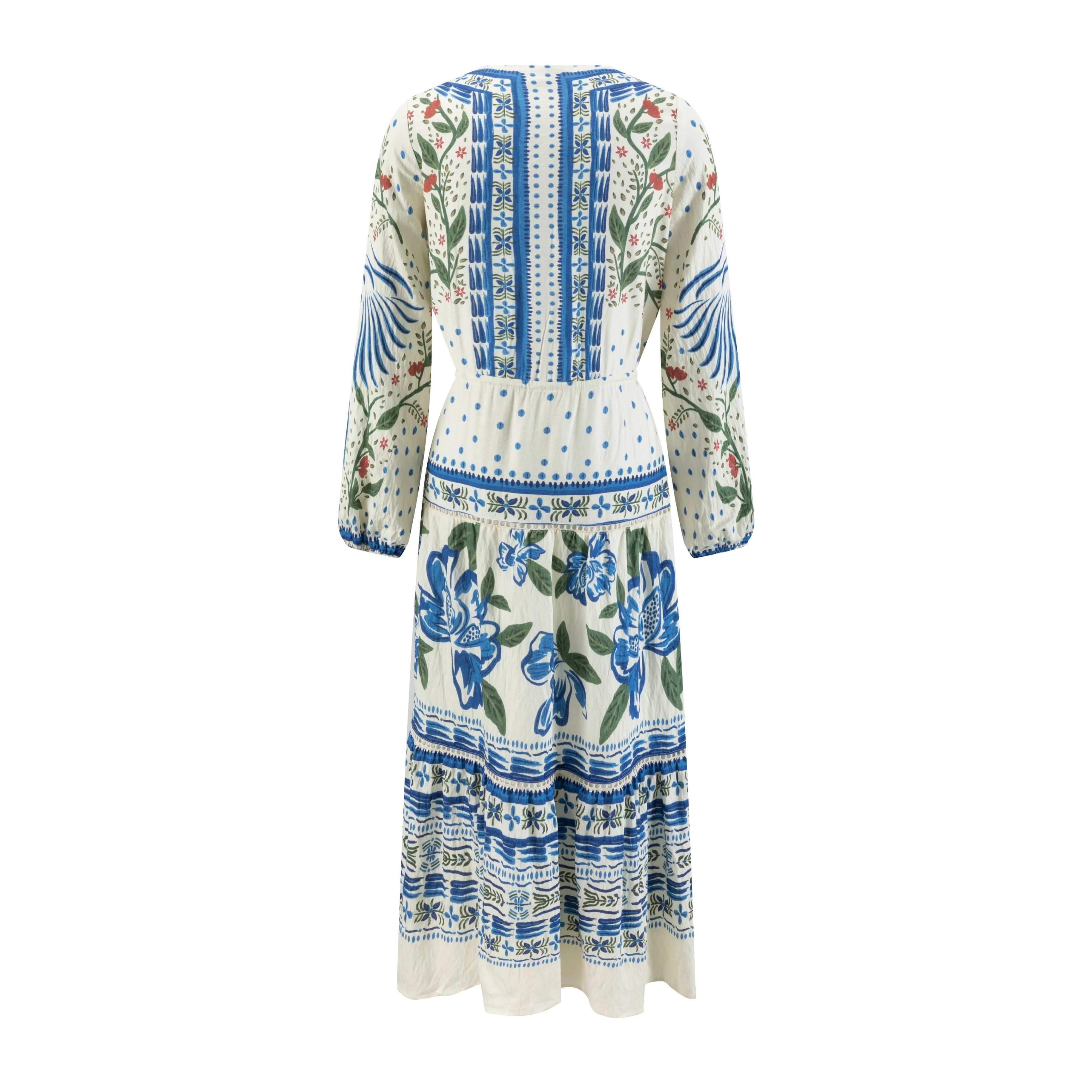 Bohemian Printed Drawstring Dress - Image 2