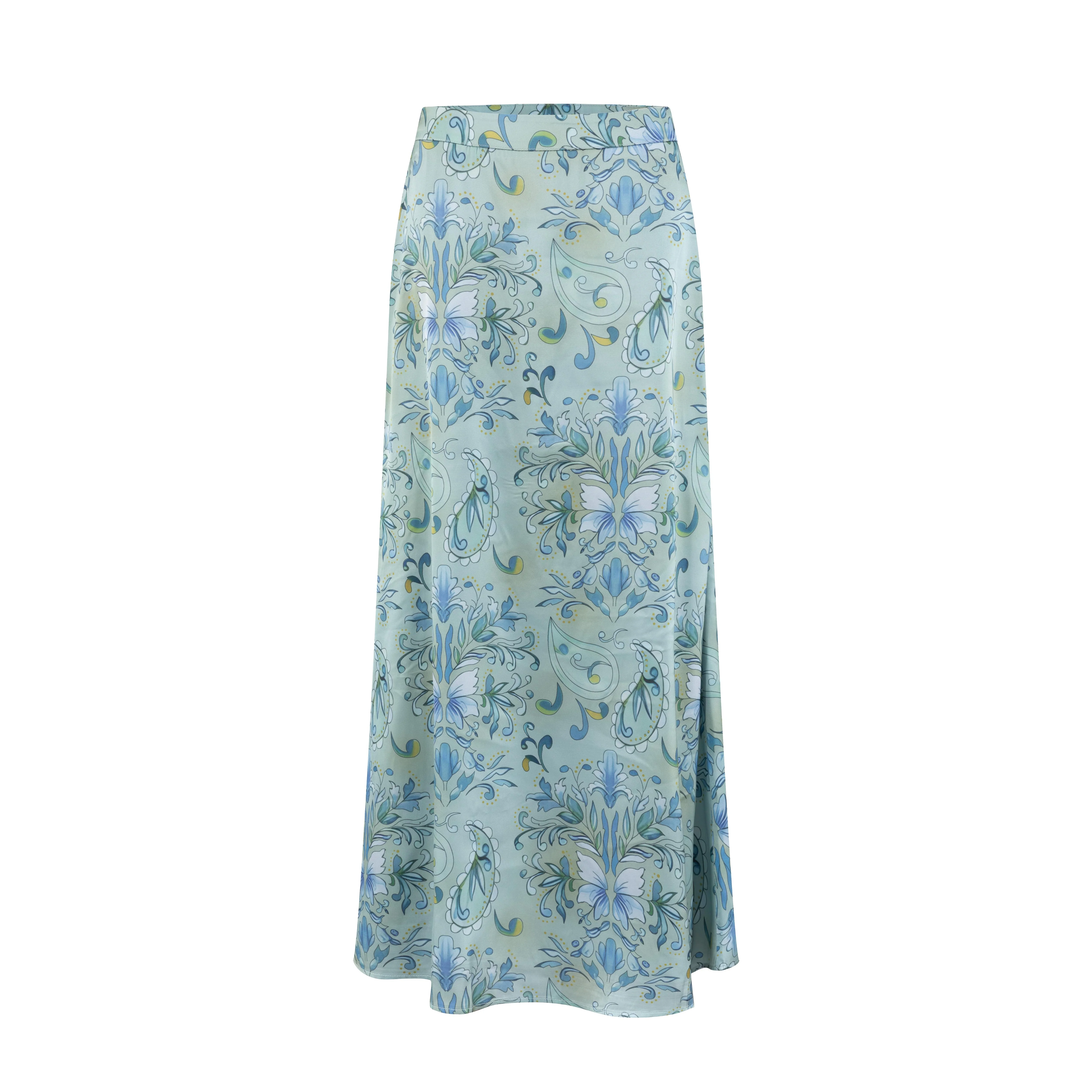 Lime Green Printed Paisley And Flowers Skirt - Image 2