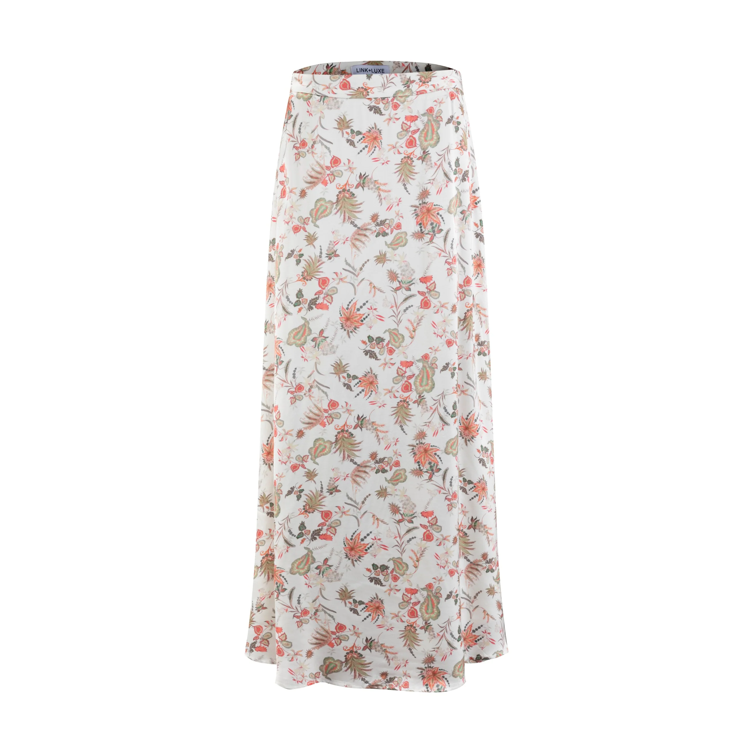 Multi Color Printed Satin Skirt - - Image 2