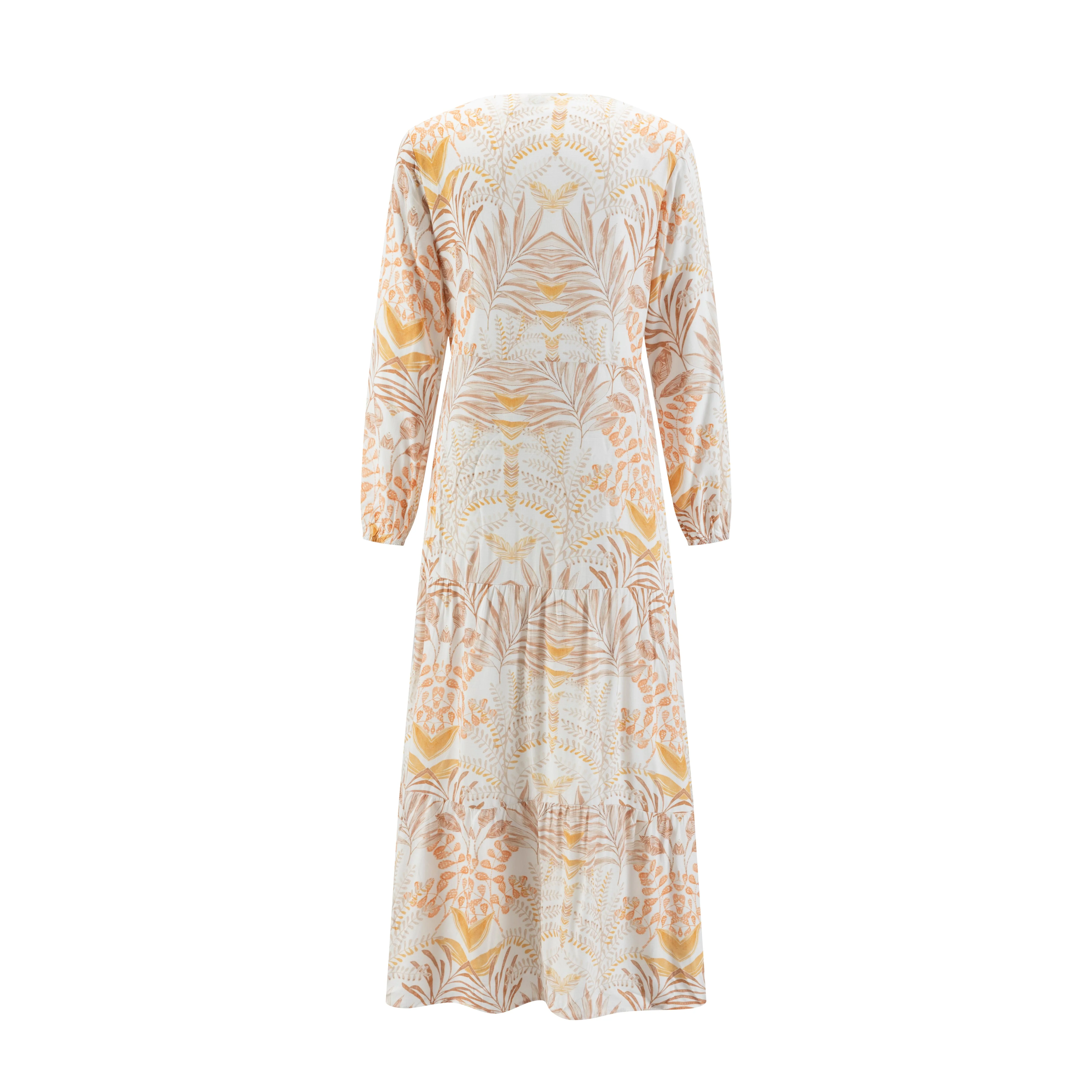White Base Printed Knot Waist Dress - Image 3