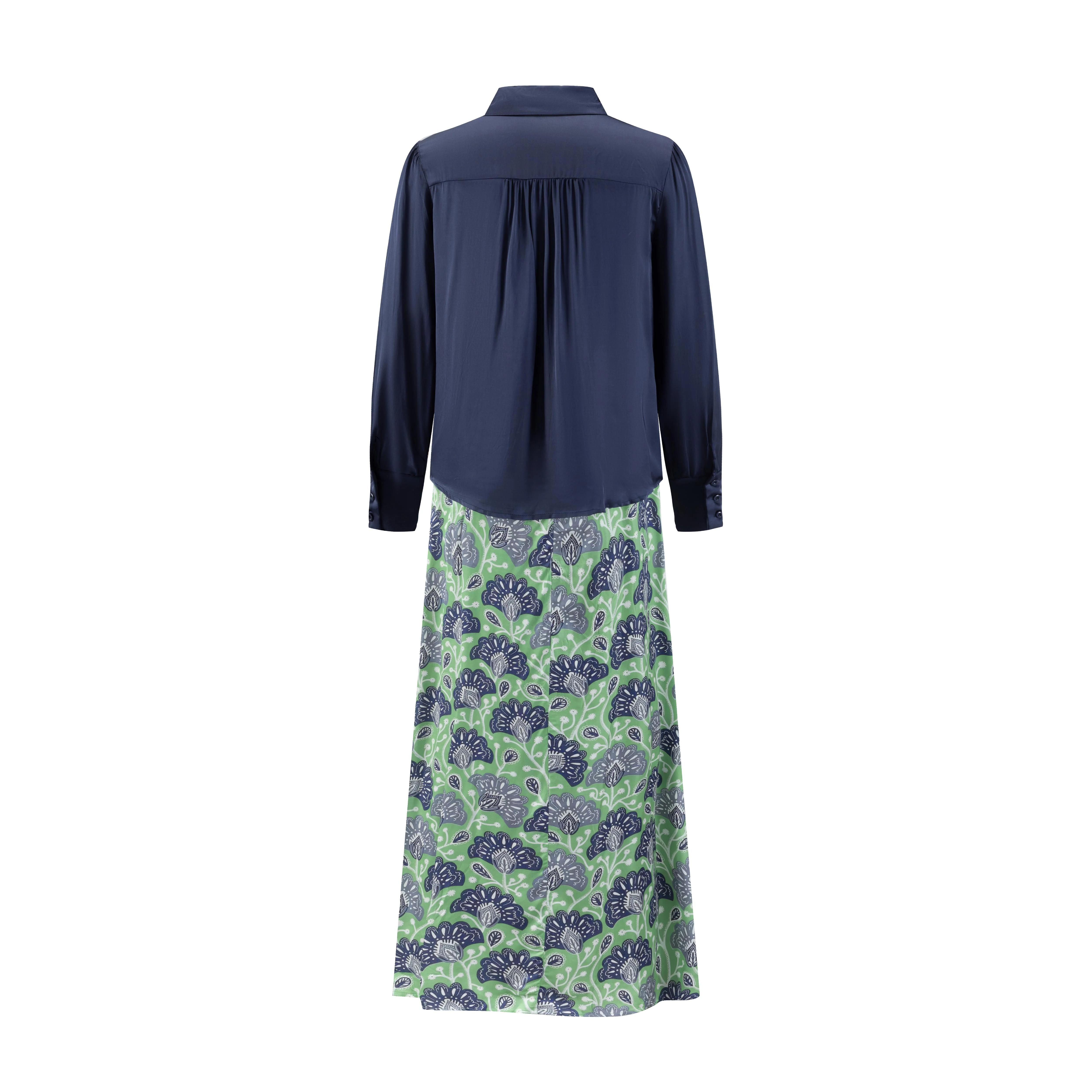 Solid Dark Navy Top & Green Base Navy Printed Jumper - Image 3