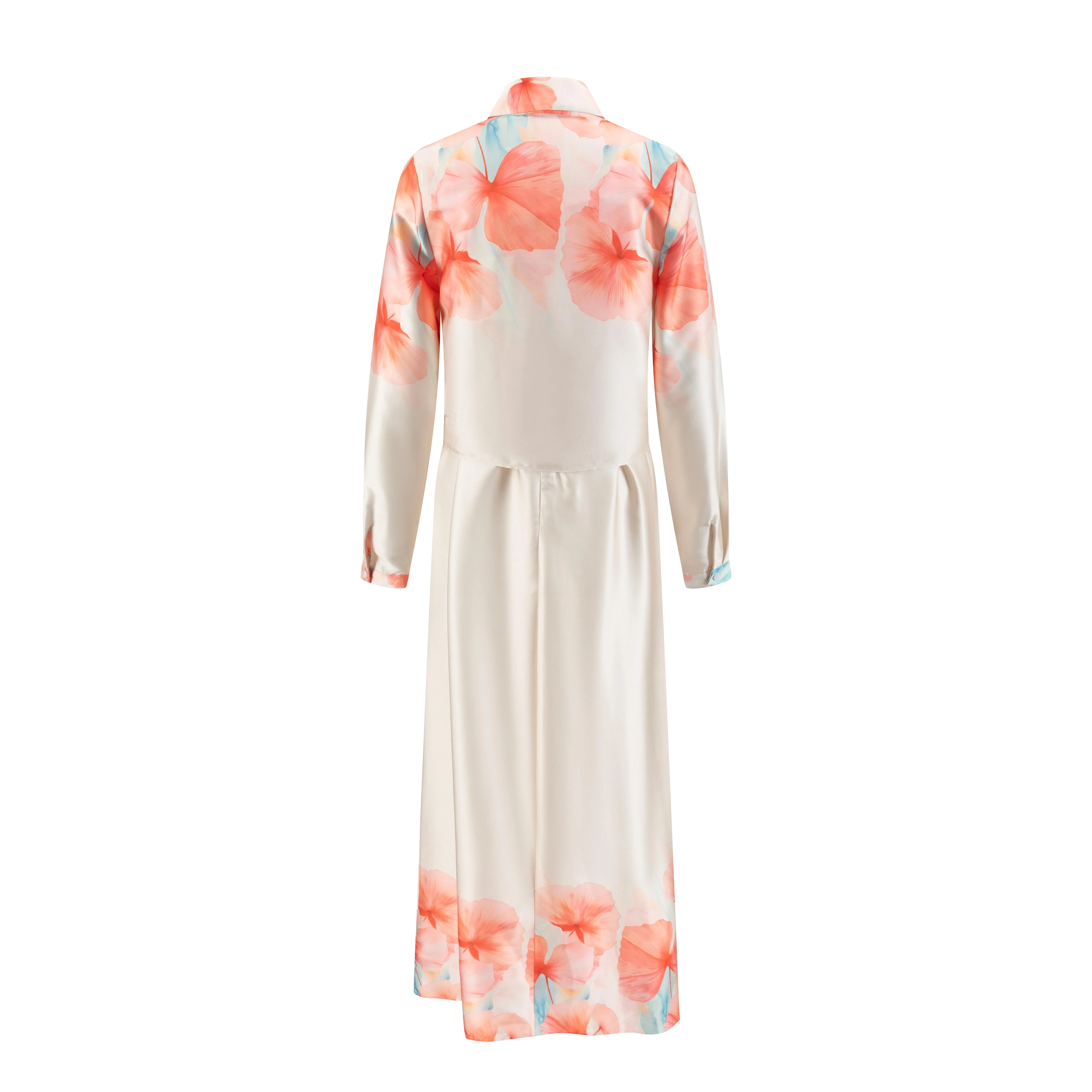Beige Overlay Dress With Orange Print - Image 3