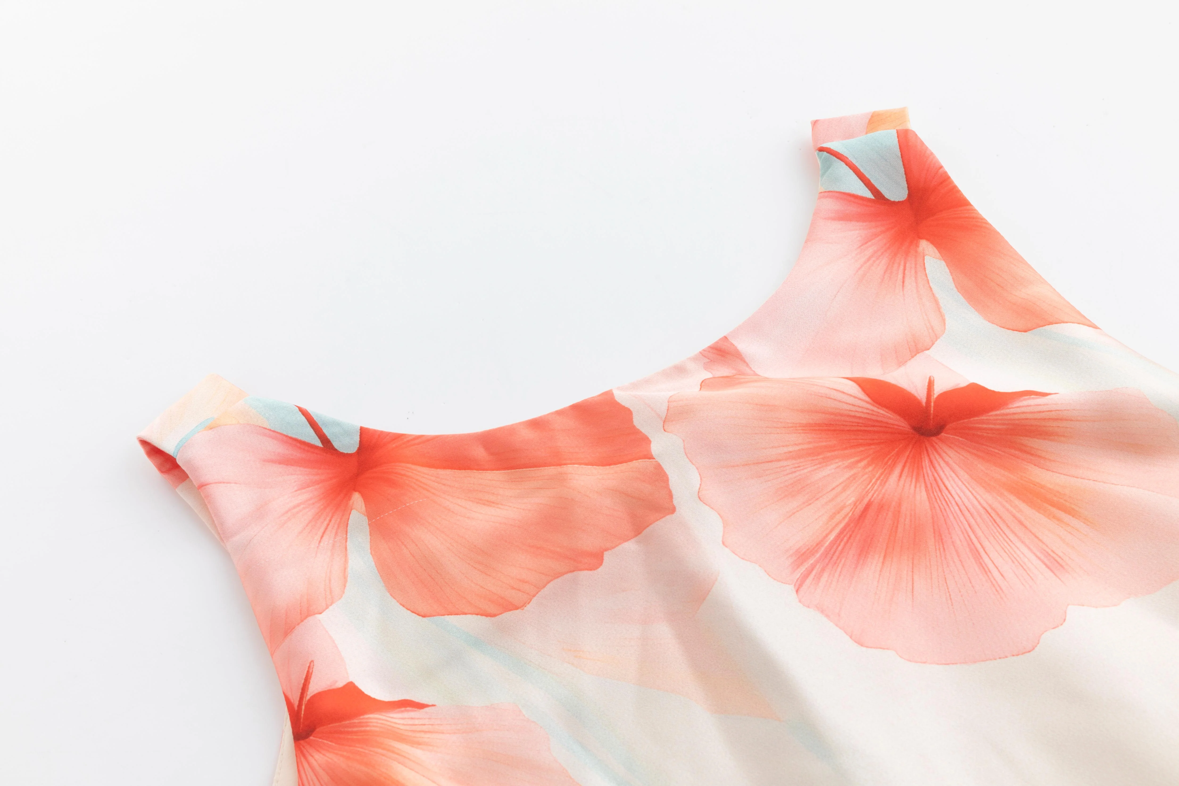 Beige Overlay Dress With Orange Print - Image 7