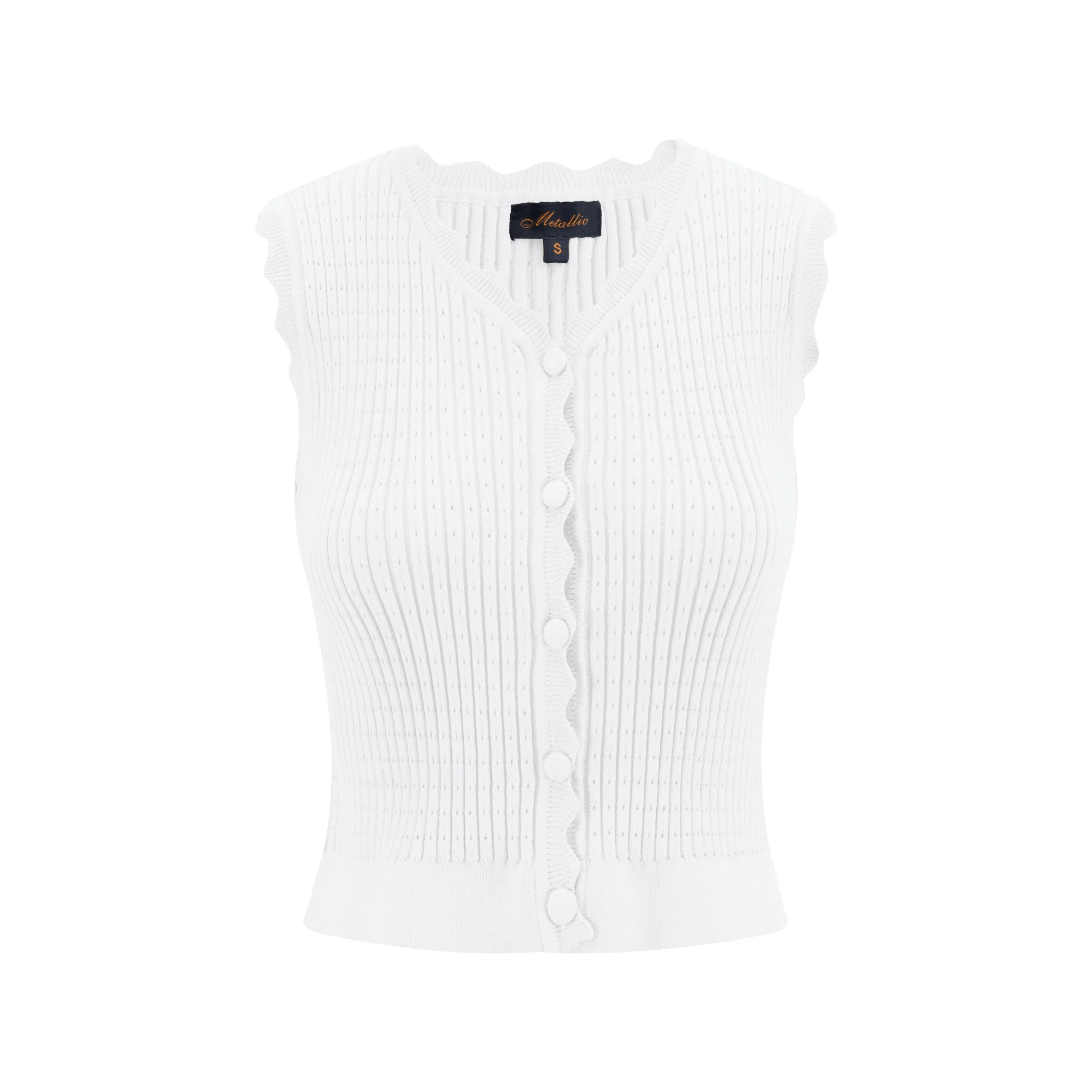 Ivory Scalloped Vest Cardigan