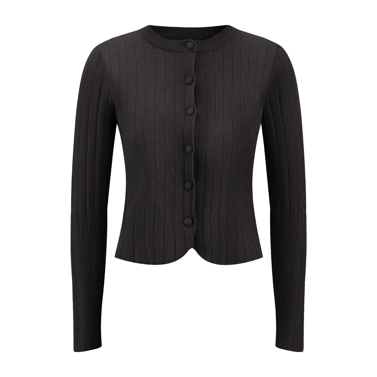 Black Big Ribbed Circle Cardigan