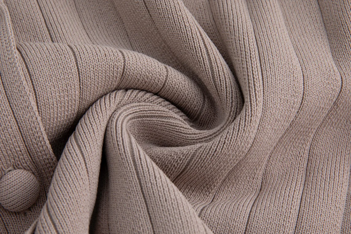 Beige Big Ribbed Circle Cardigan - Image 5