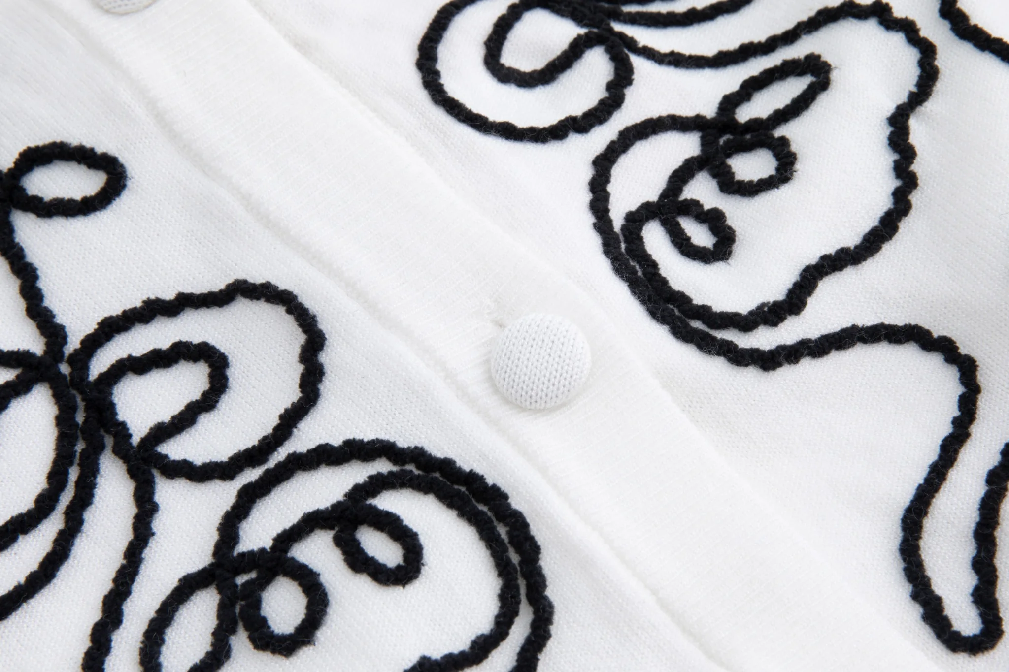 White And Black Embroidered Floral Cardigan - Image 5