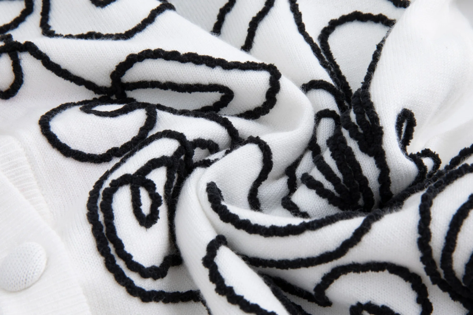 White And Black Embroidered Floral Cardigan - Image 6