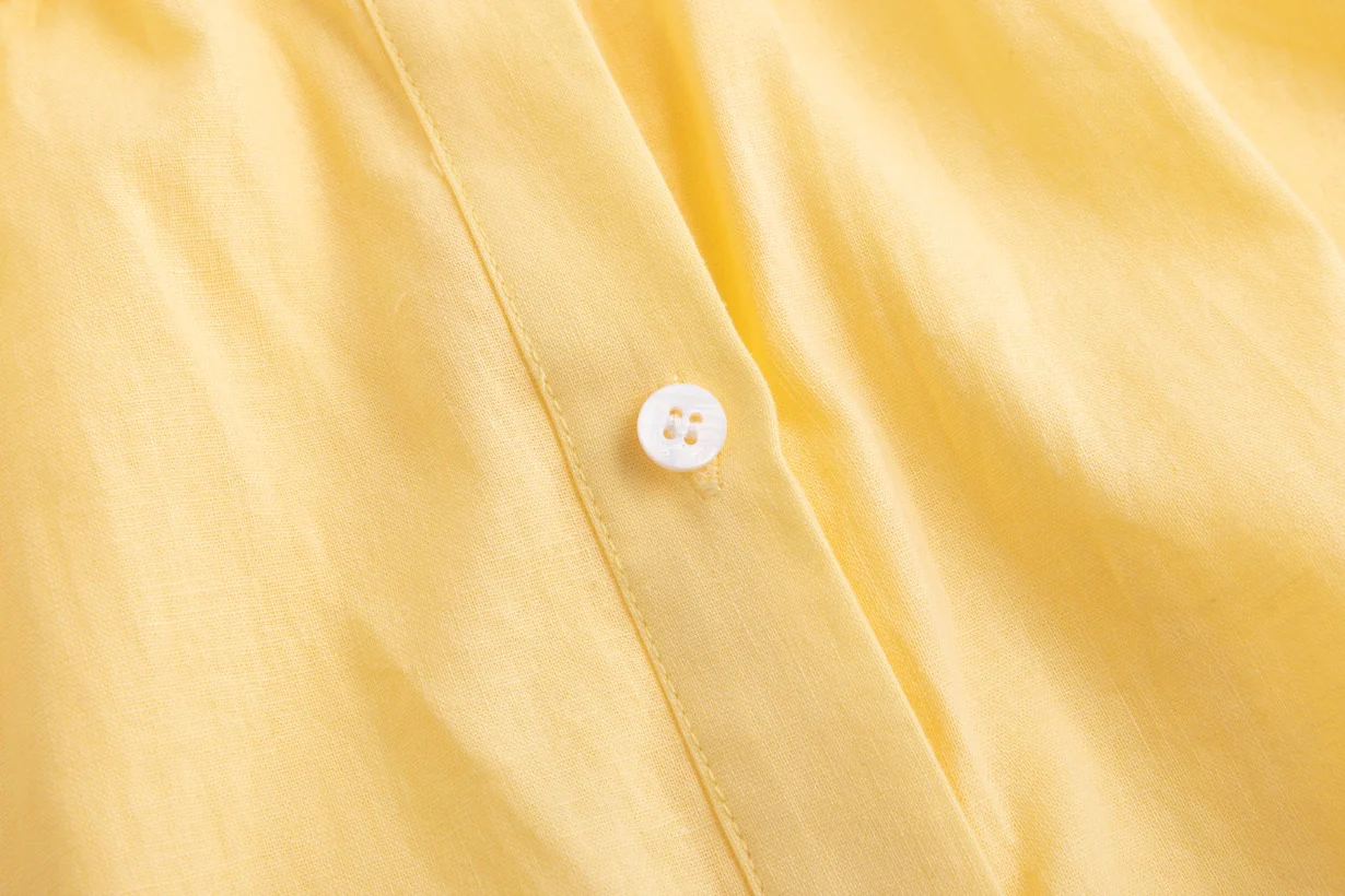 Yellow Cotton Dress With Mirror Detail - Image 7